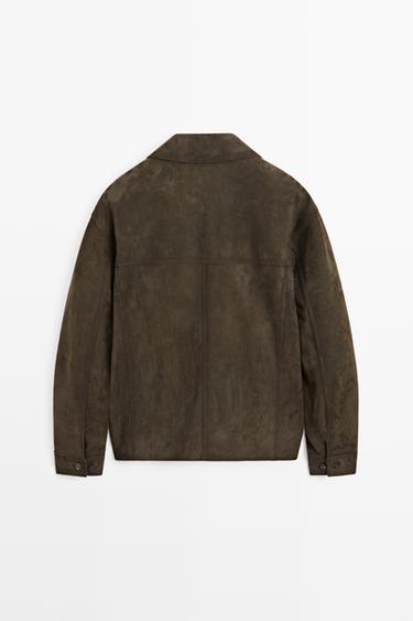 Relaxed fit Suede jacket — KHAKI 6