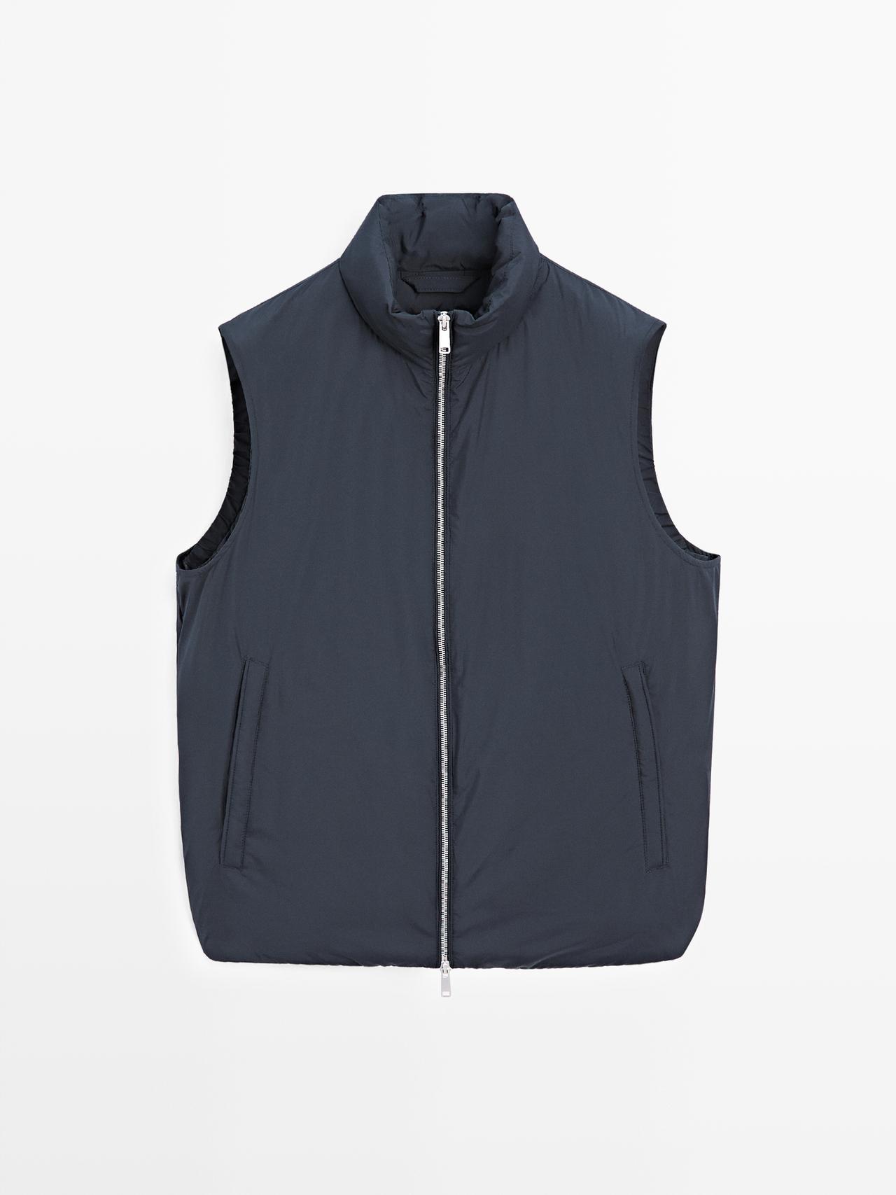 Massimo Dutti - Heren - Waterafstotende Extra Lichtgewicht Gewatteerde Bodywarmer - Marineblauw - L