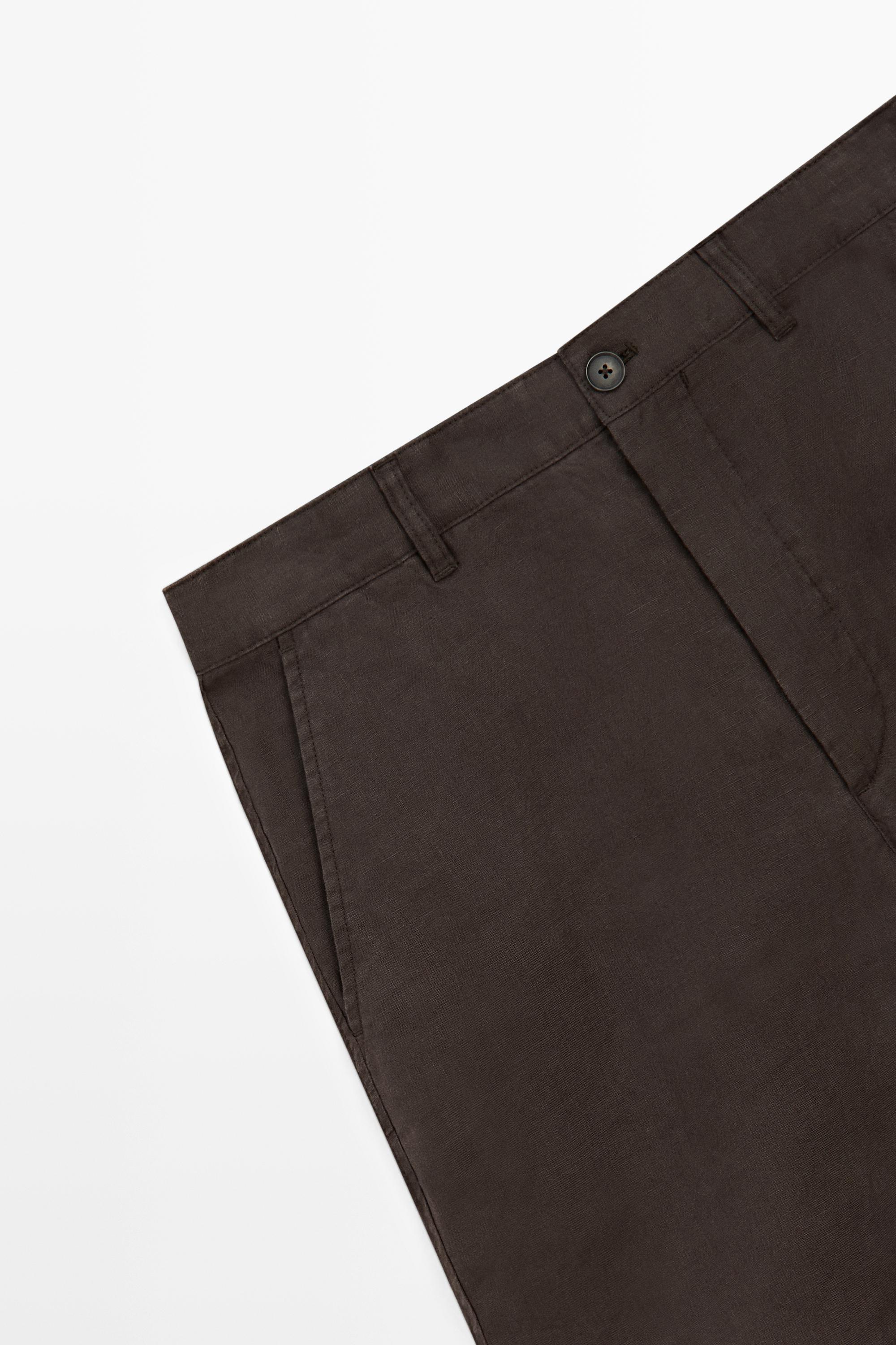 100% linen total look Bermuda shorts — BROWN