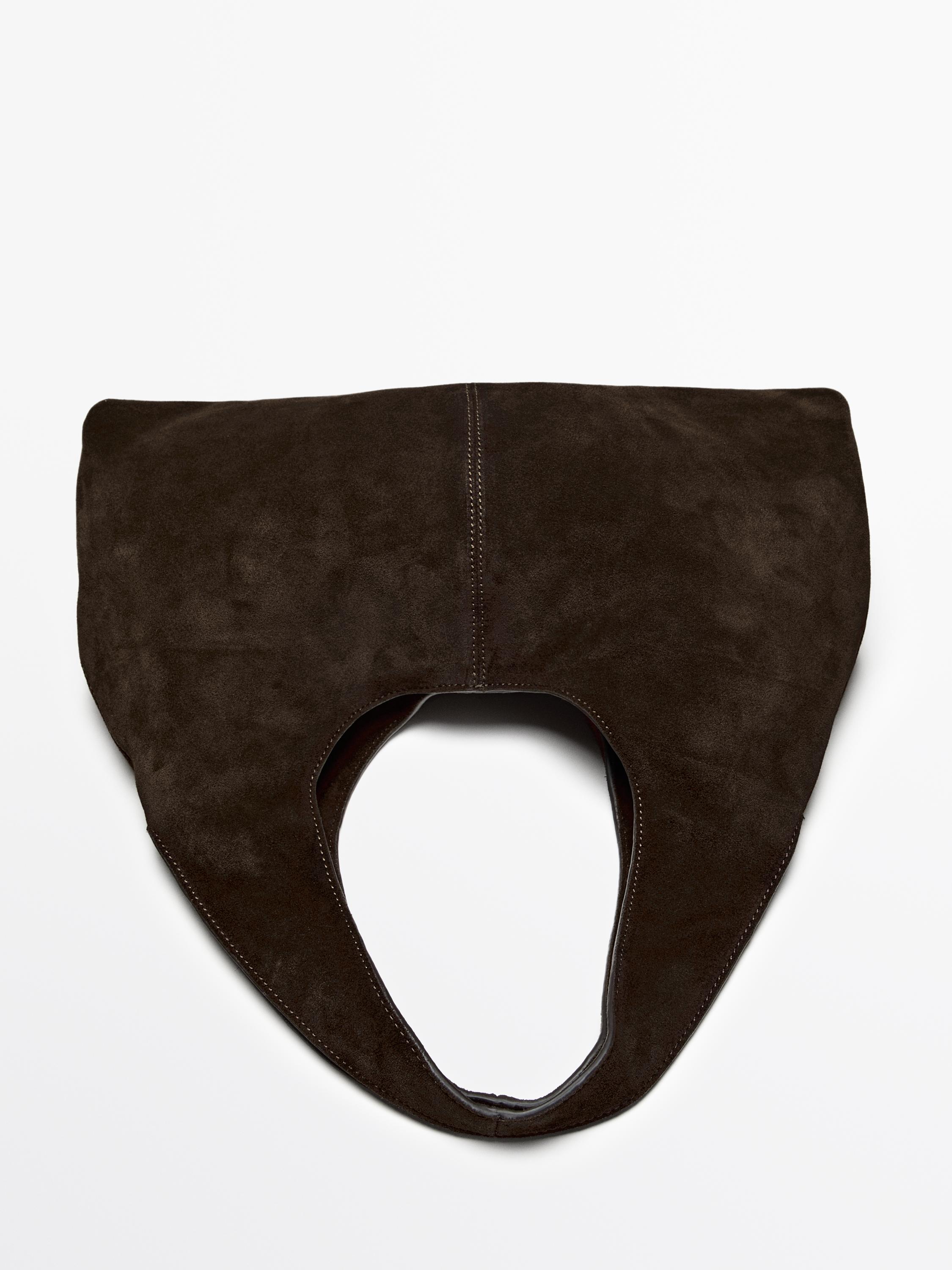 Medium split leather lady bag — BROWN