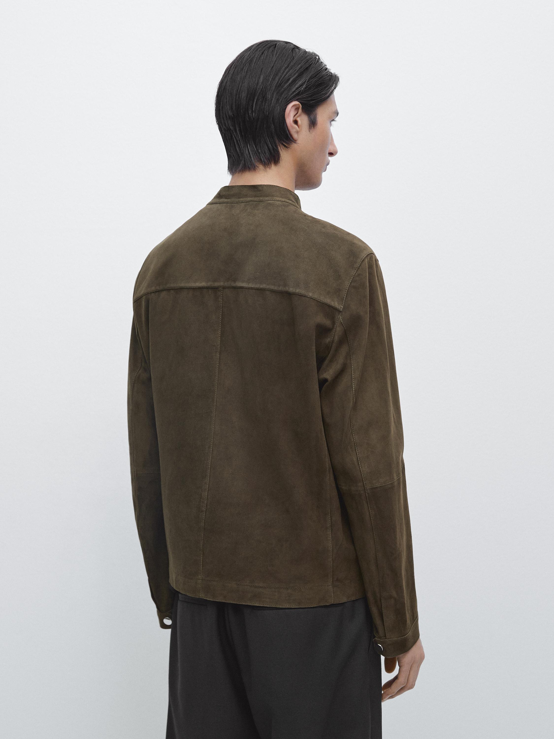 Suede leather jacket — KHAKI