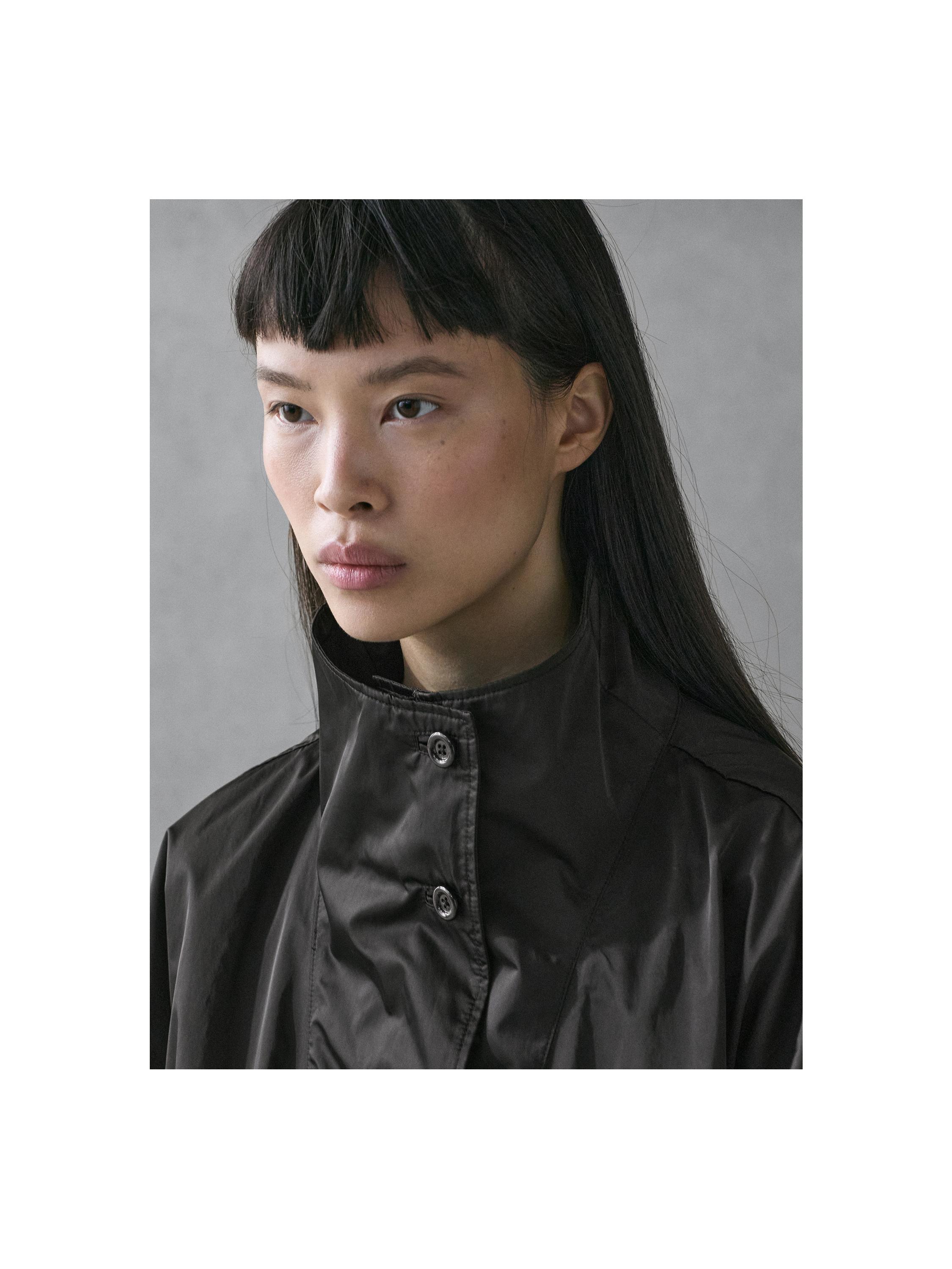 Long technical fabric parka — BLACK