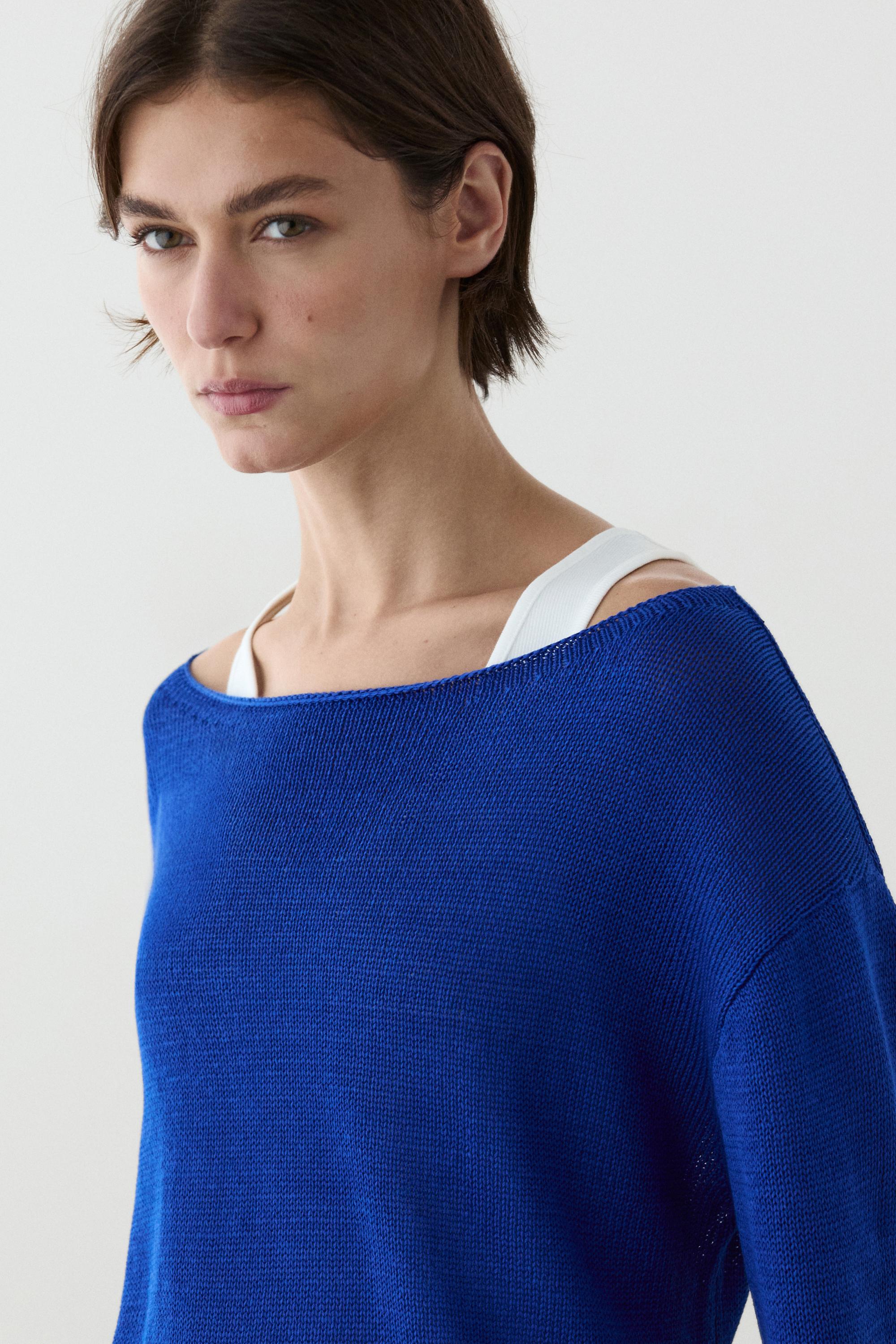 100% mercerised cotton sweater — DEEP BLUE