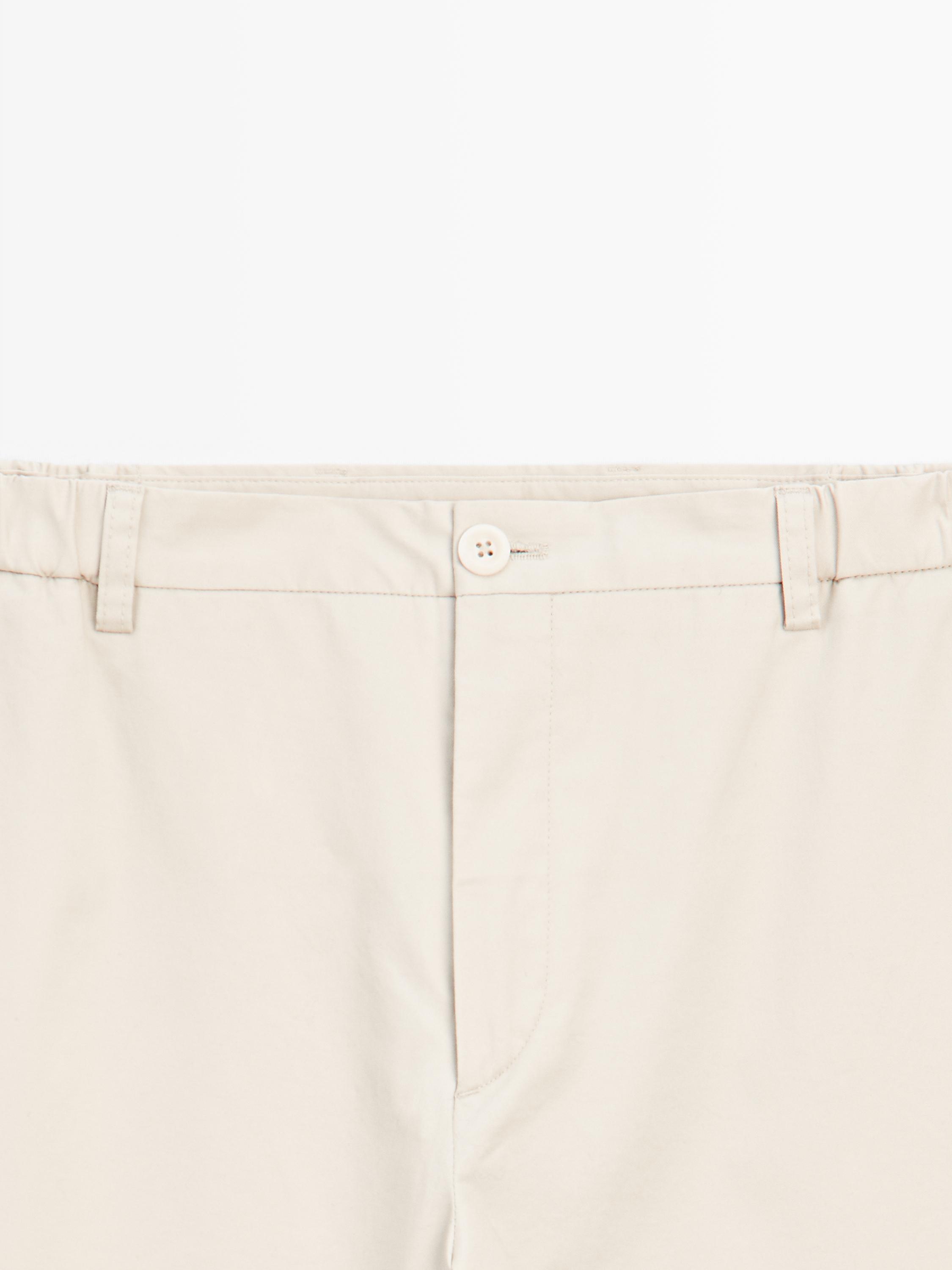 Cotton blend slim fit trousers