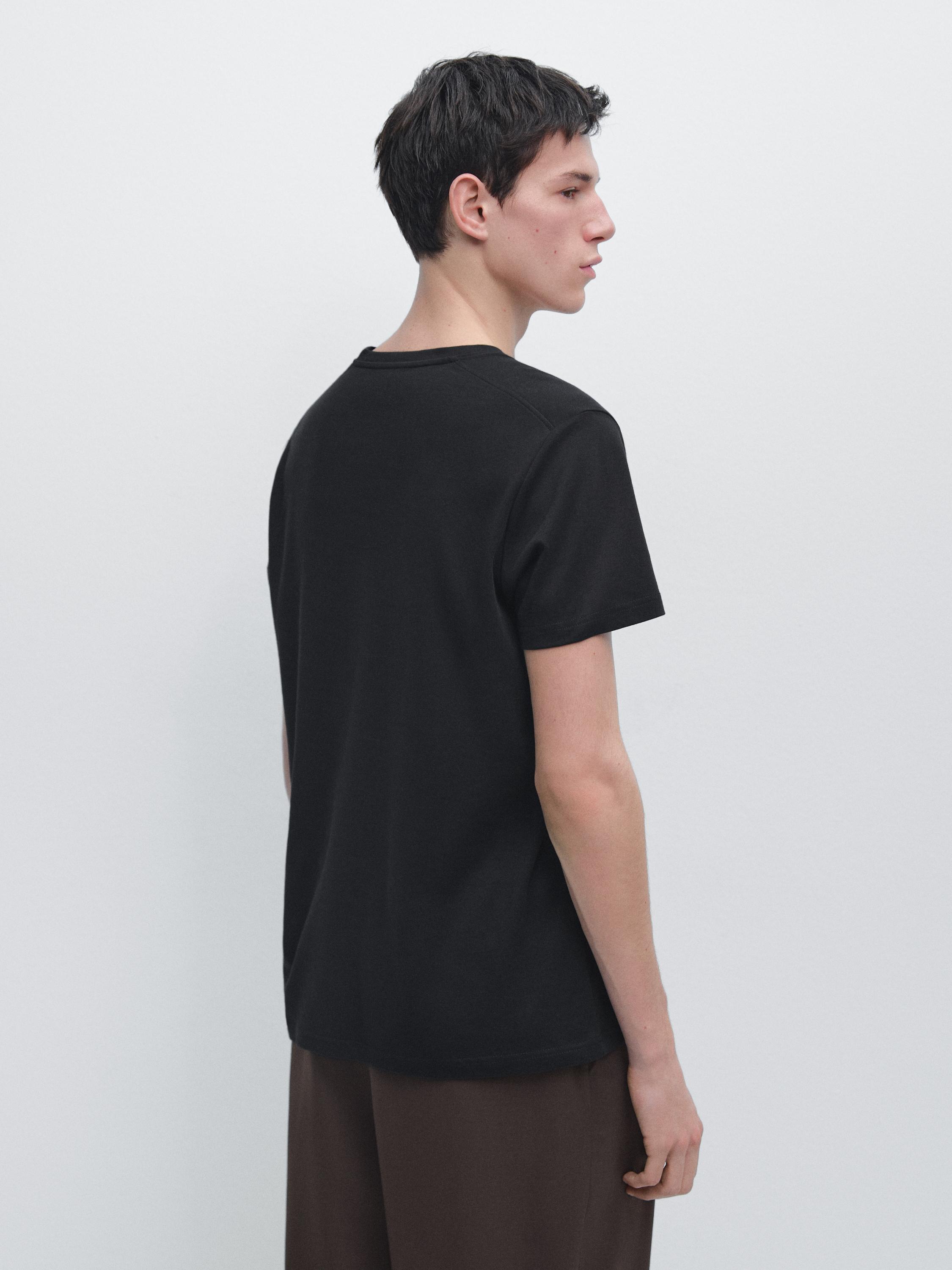 100% mercerised cotton T-shirt — BLACK
