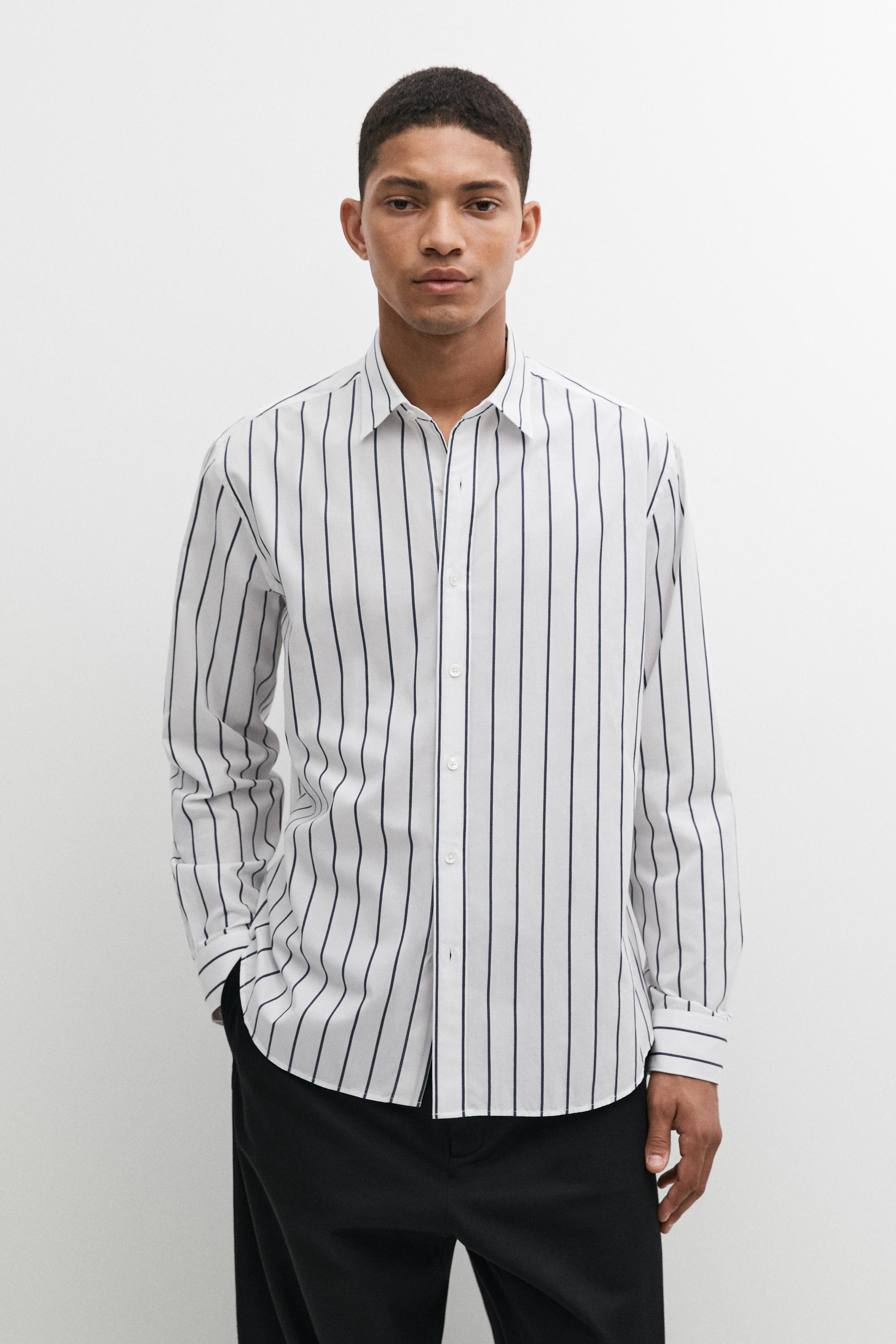 100% cotton relaxed fit striped shirt