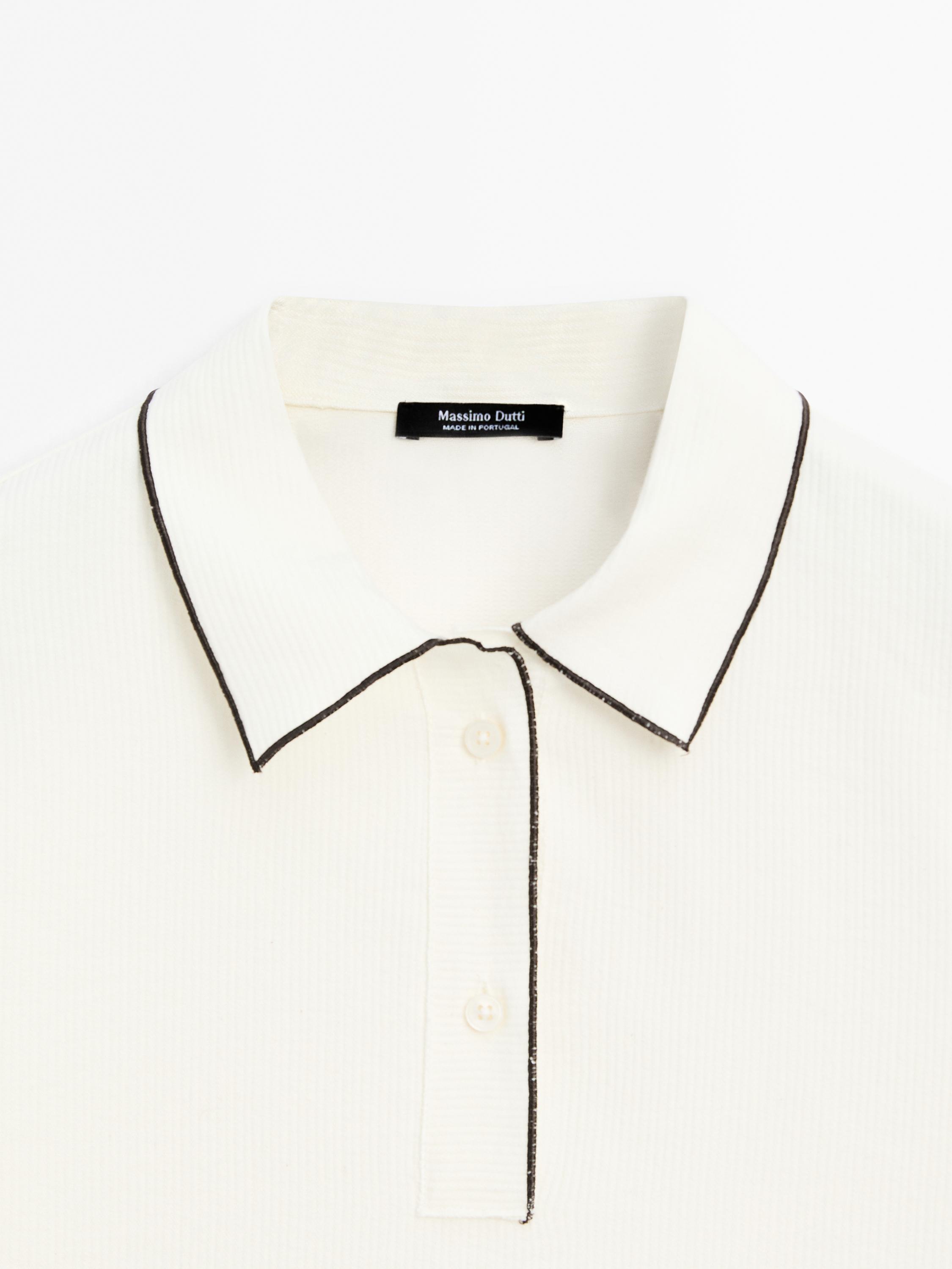 Contrast short sleeve polo sweater