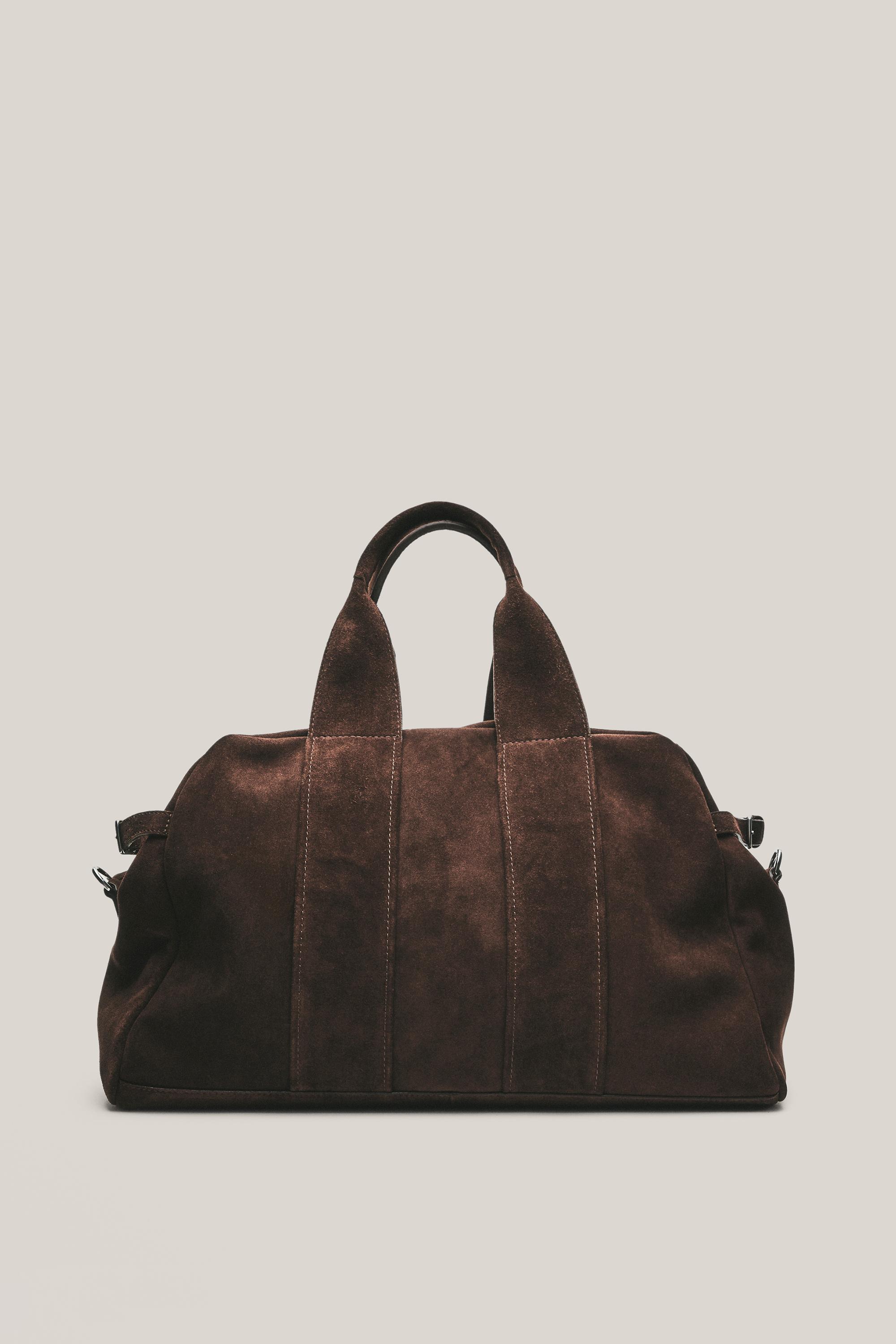 Suede leather travel bag — MOLE BROWN