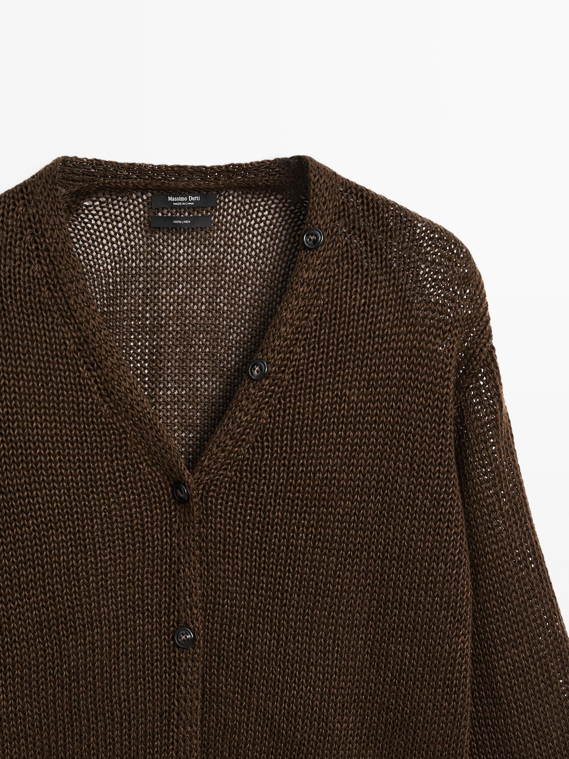 Strickcardigan aus Leinen mit Knöpfen