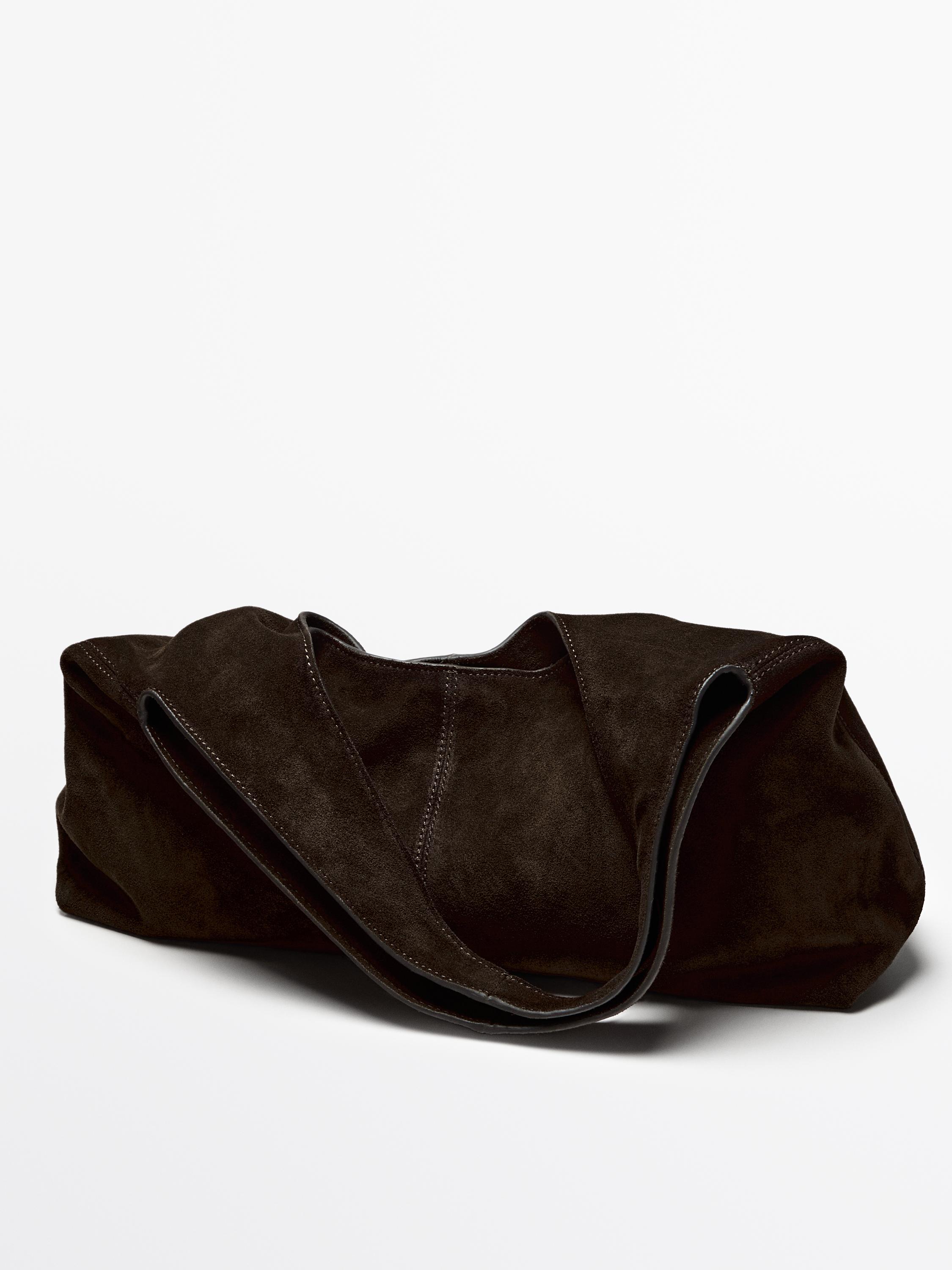 Medium split leather lady bag — BROWN