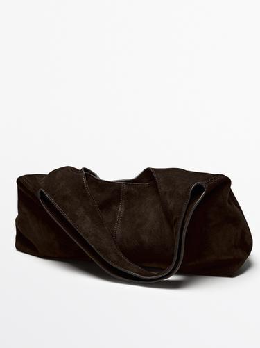 Medium split leather lady bag — BROWN 8