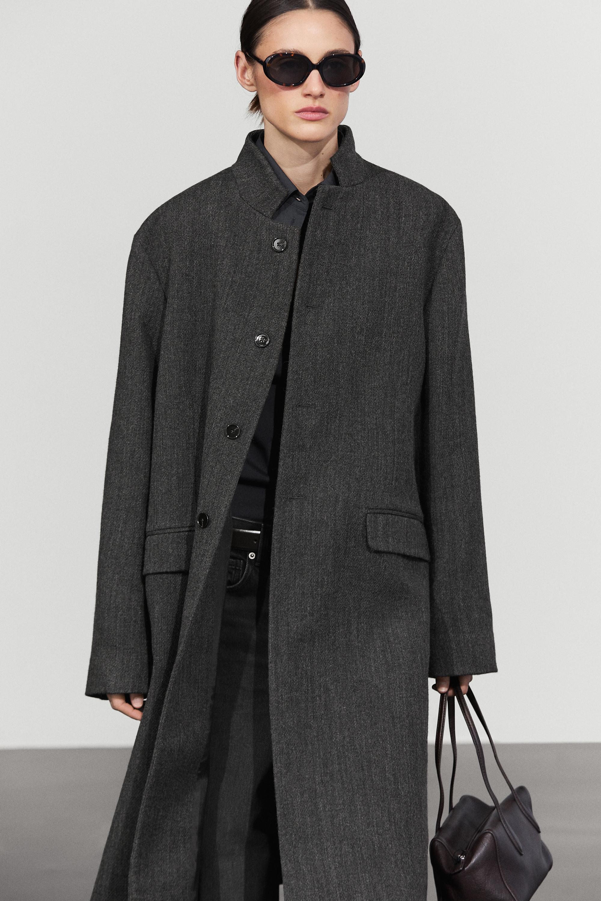 High collar wool coat