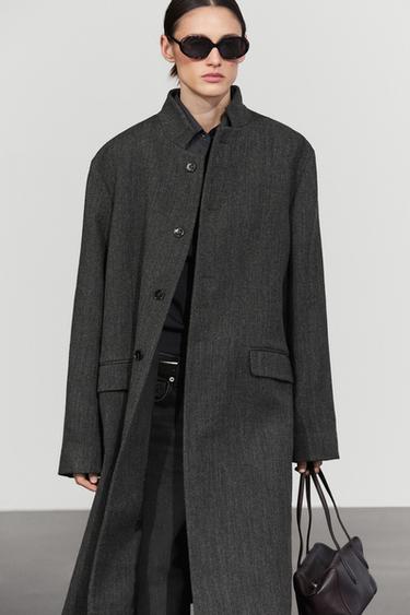 High collar wool coat — DARK GREY 3