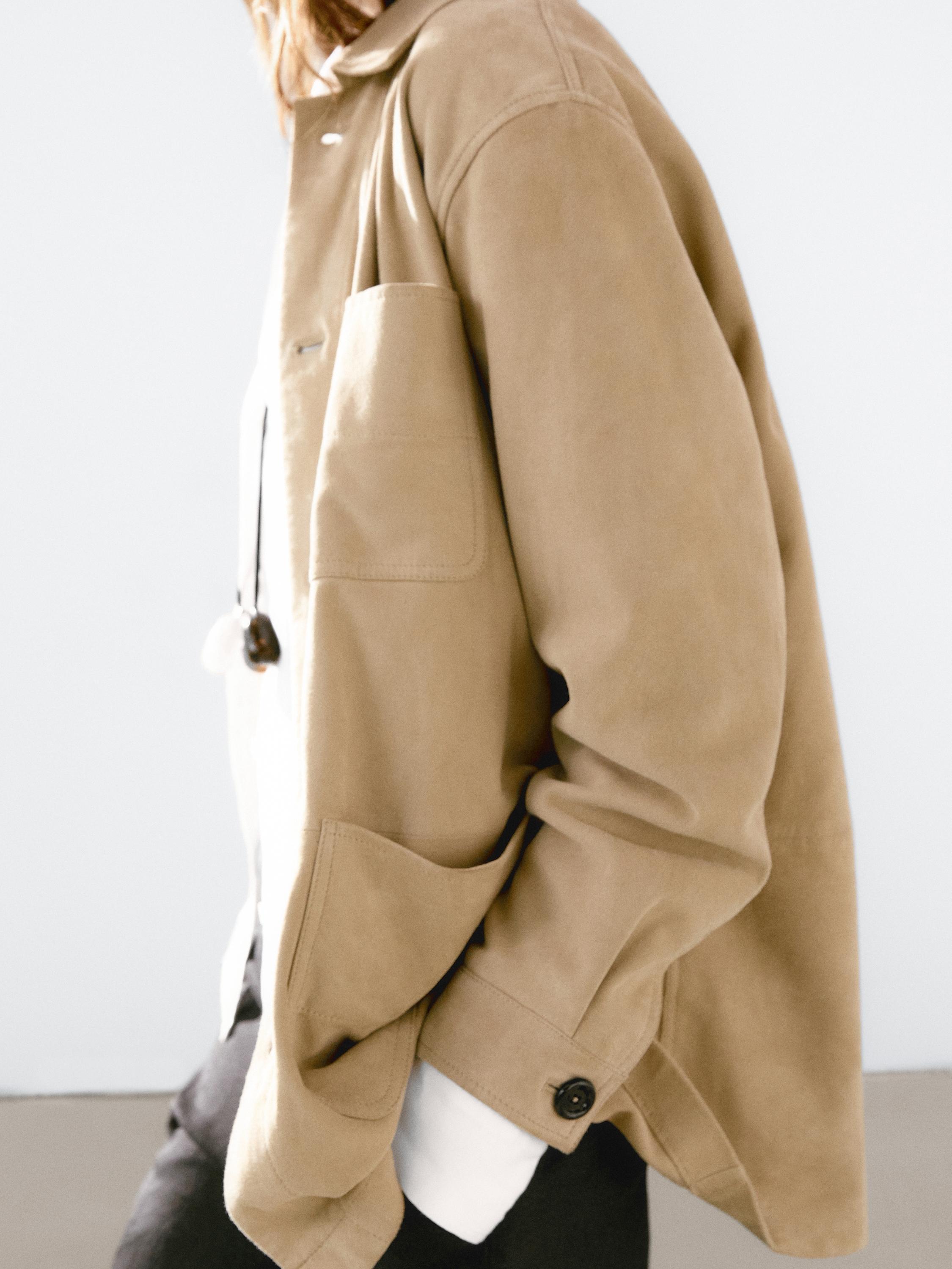 Chaqueta medio bolsillos piel ante
