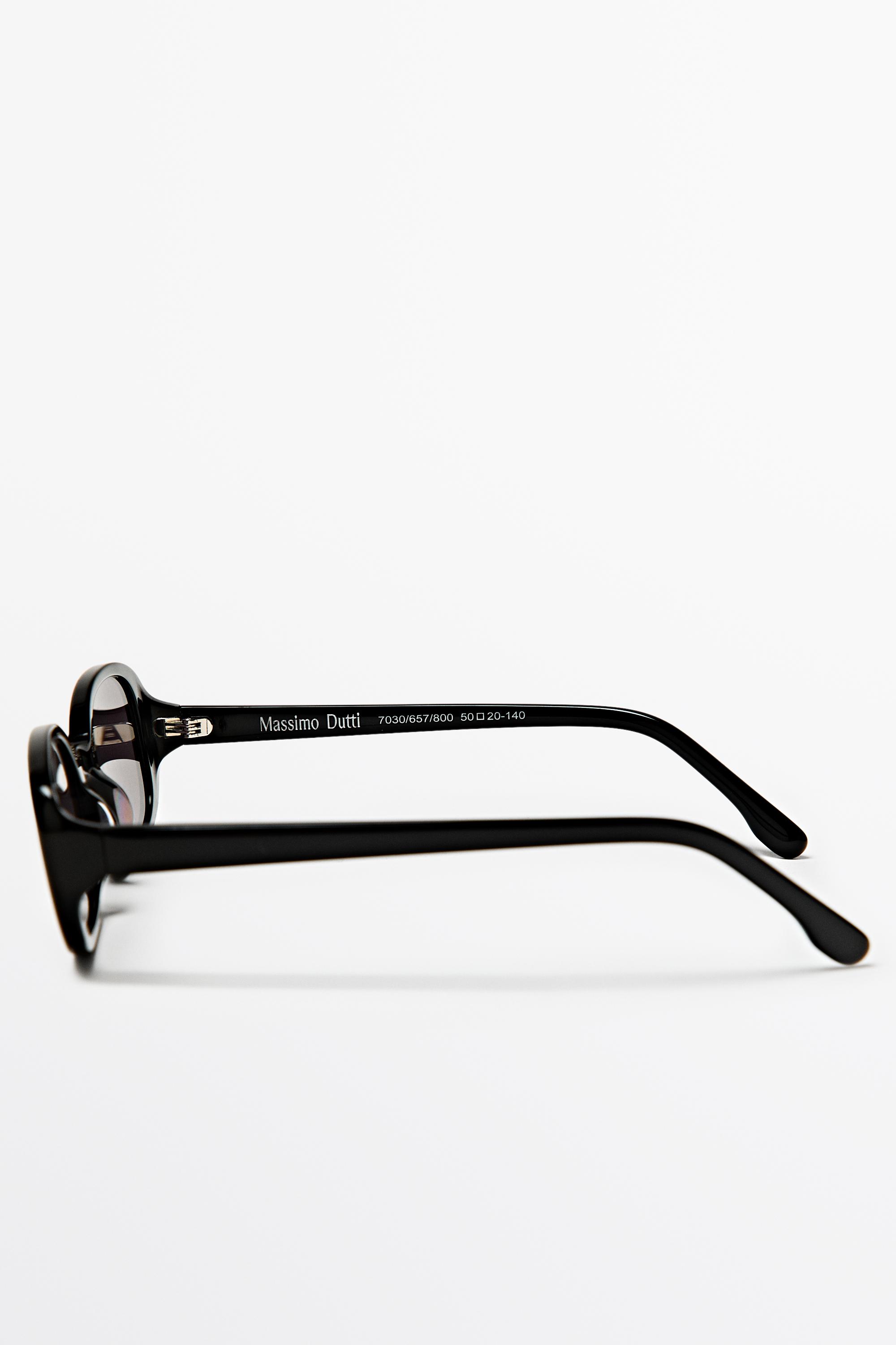 90s-style rounded sunglasses — BLACK