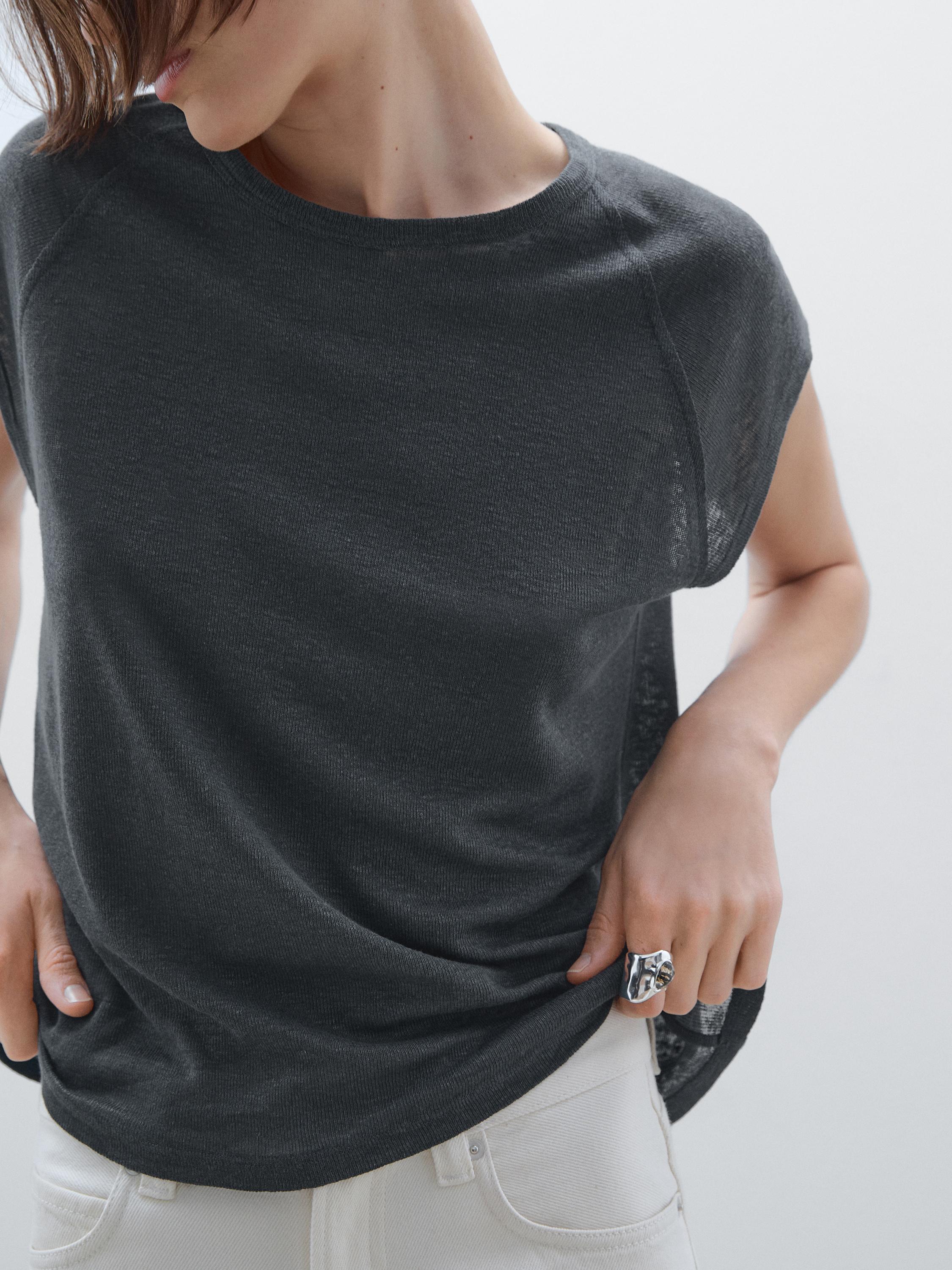 100% linen lightweight ribbed T-shirt