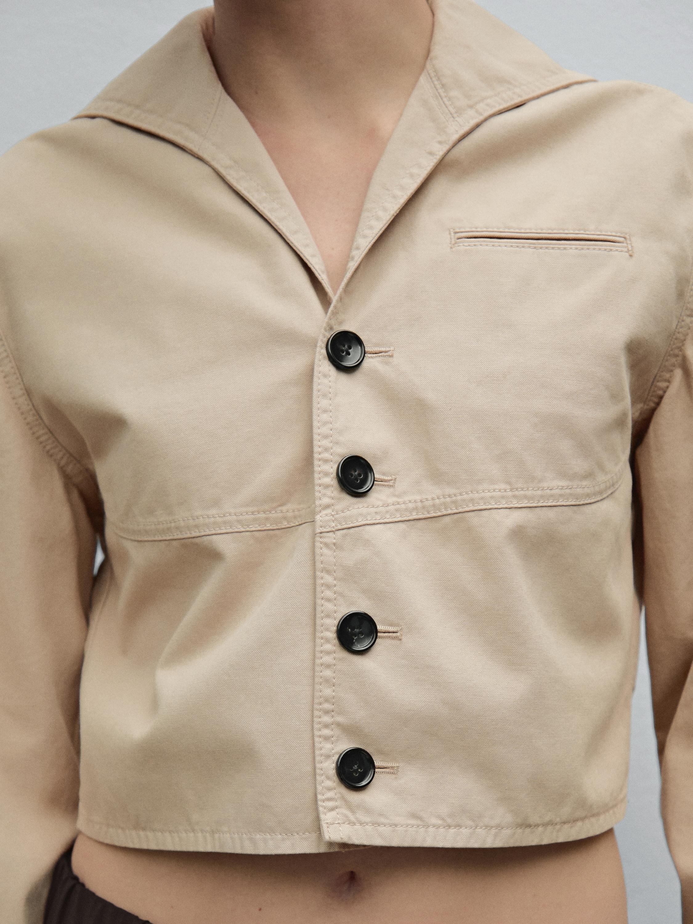 Short cotton jacket with sailor collar