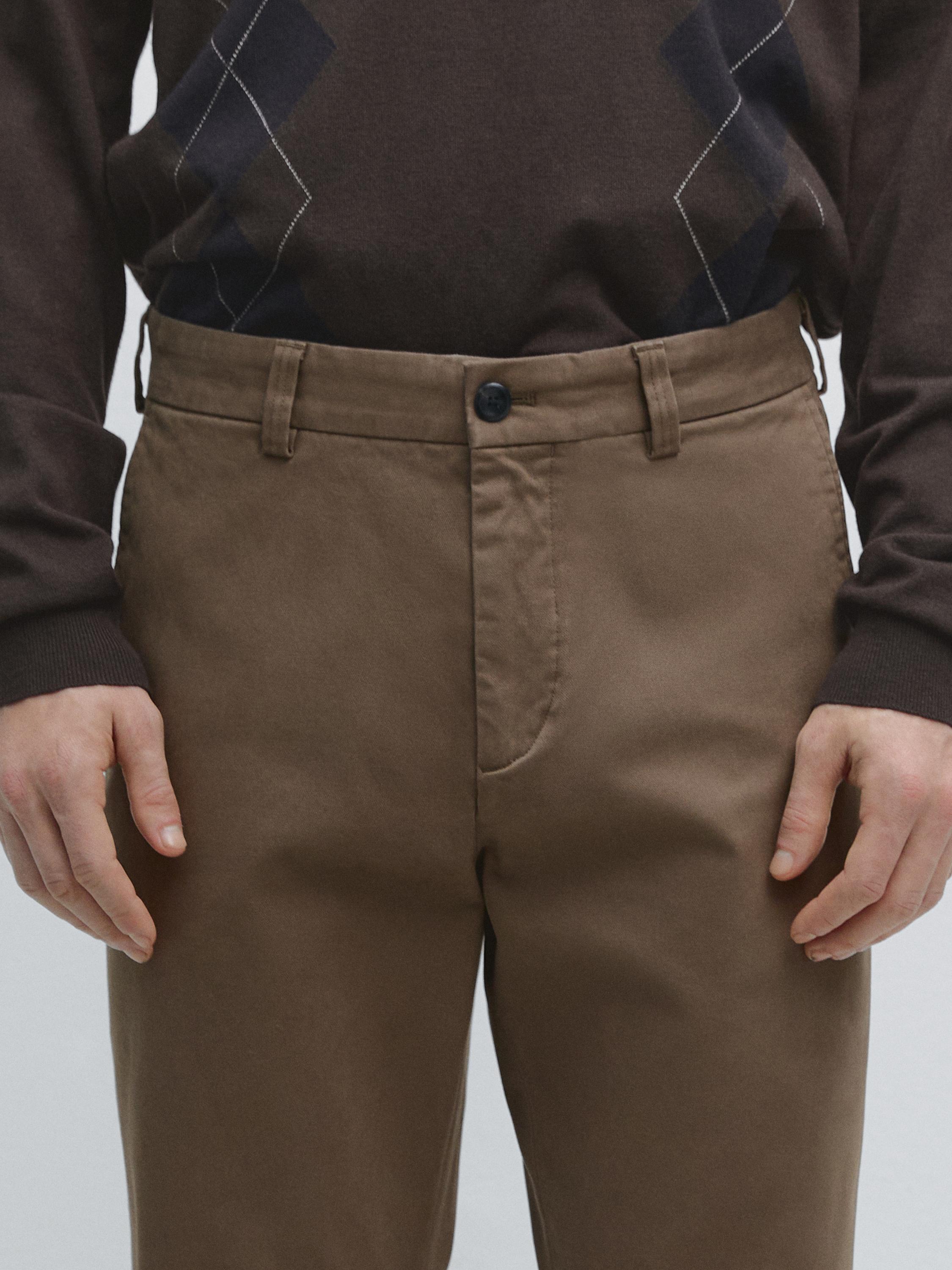 Tapered fit micro textured trousers — MINK