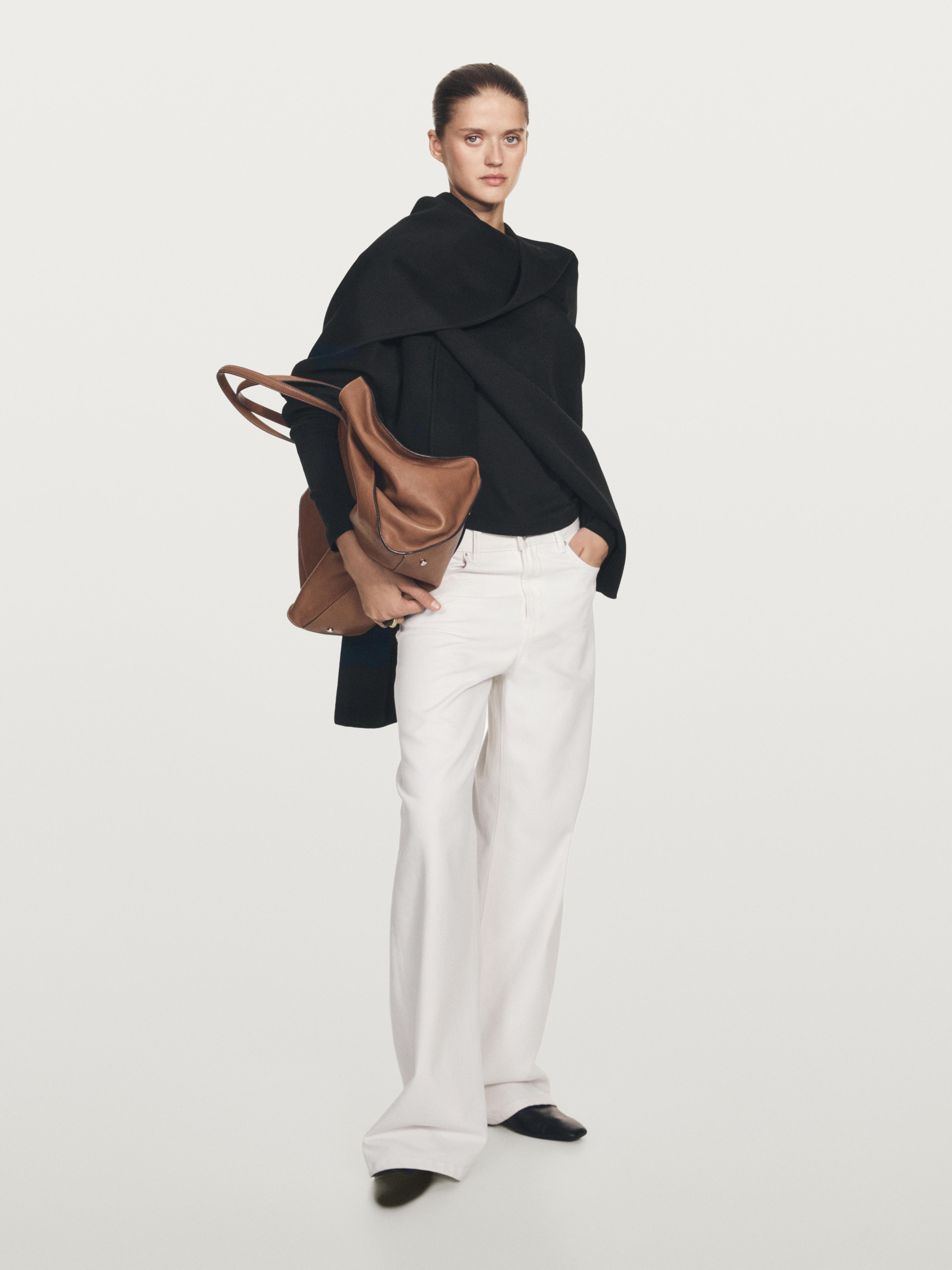 Wool blend felt texture cape