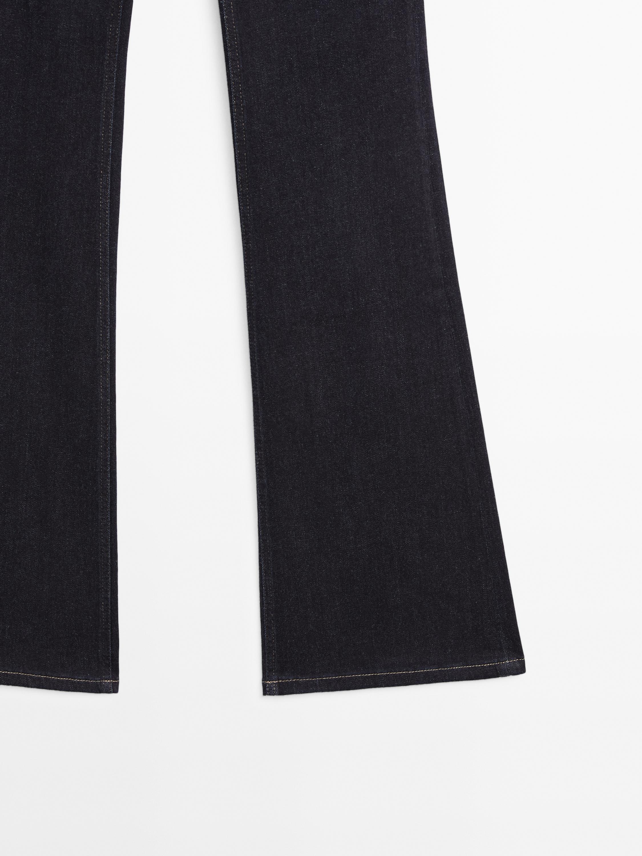 High waist bell bottom skinny jeans — DARK BLUE