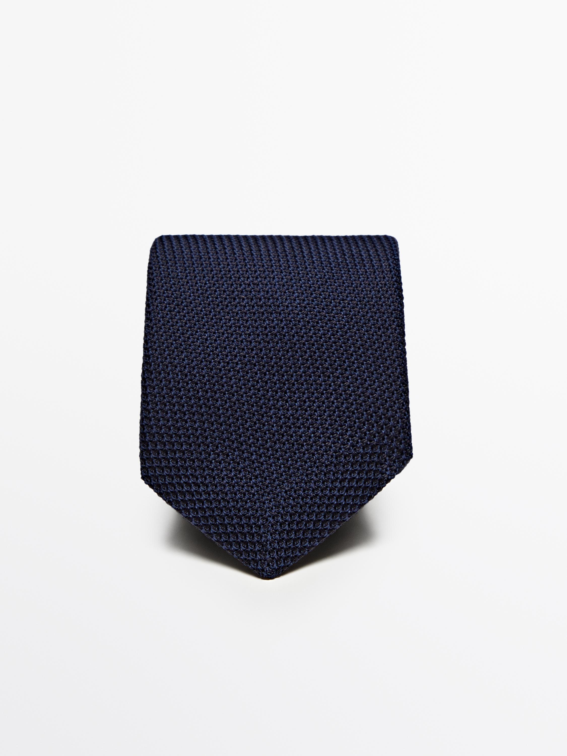 100% garza silk micro textured tie — NAVY BLUE