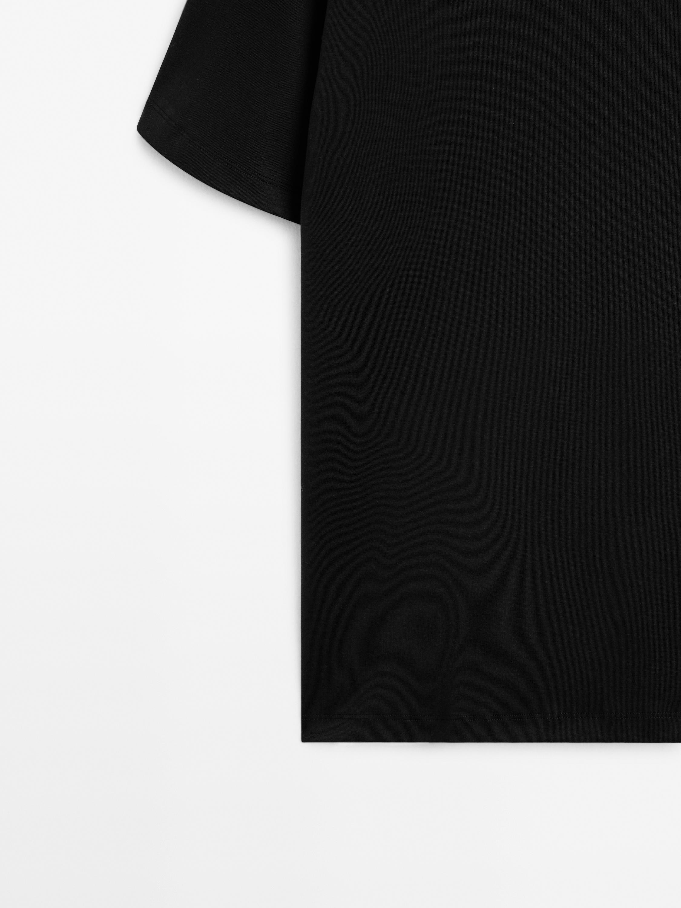 100% mercerised cotton T-shirt — BLACK