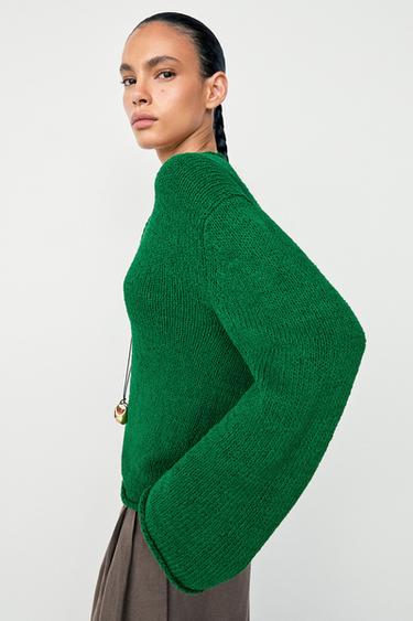 Cotton-blend knit sweater — GREEN 8