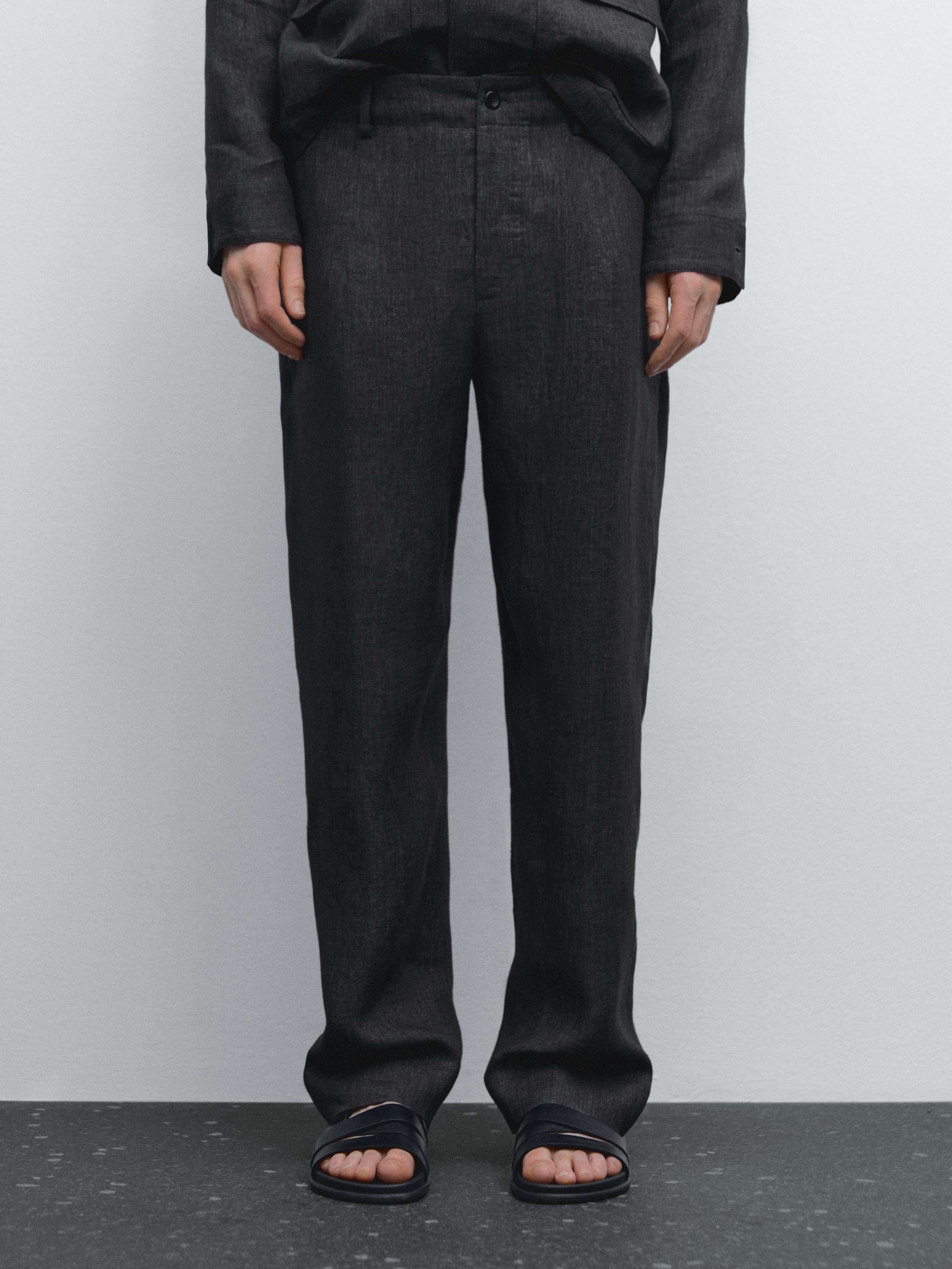 Faded 100% linen trousers