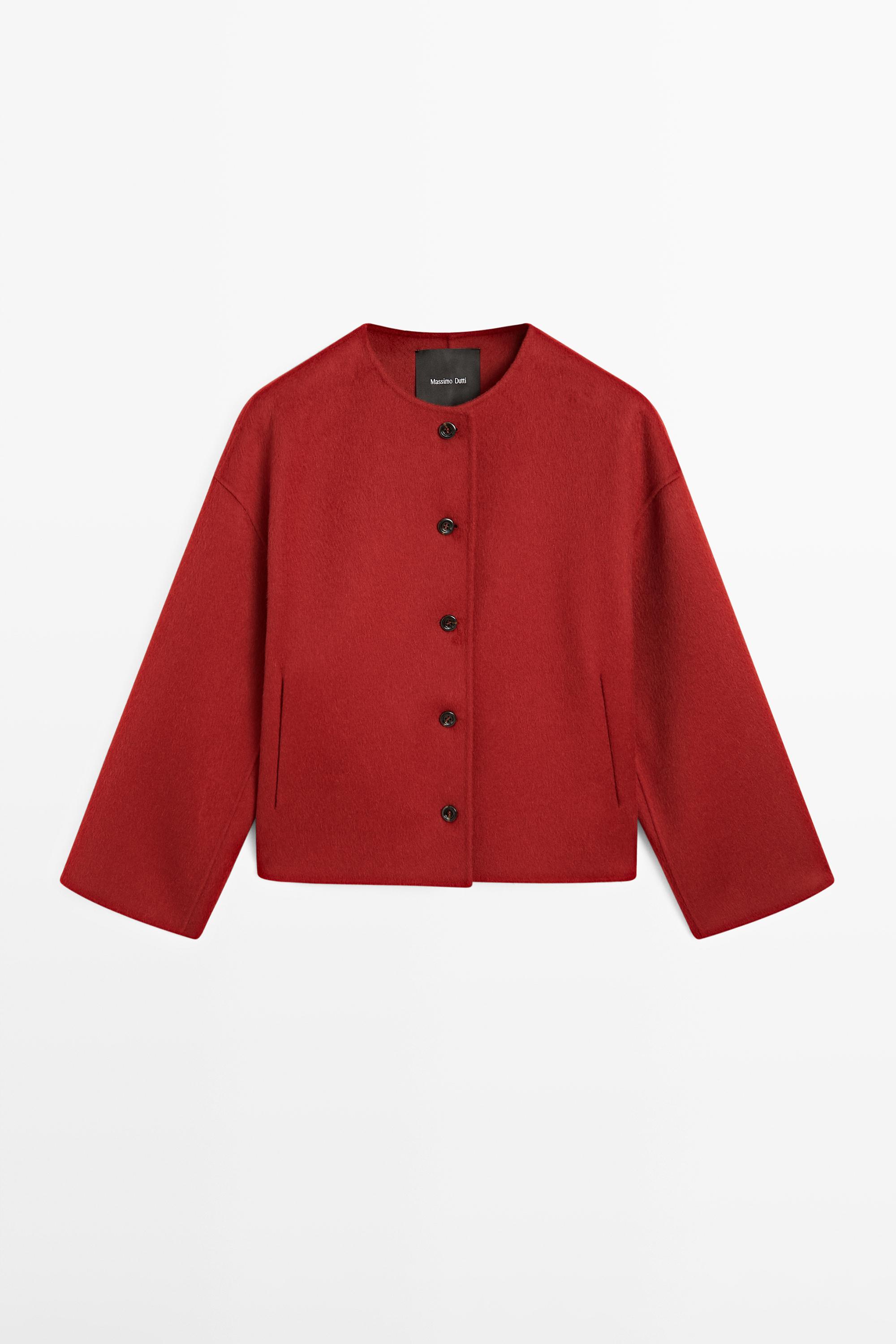 Wool blend jacket with seams — RED