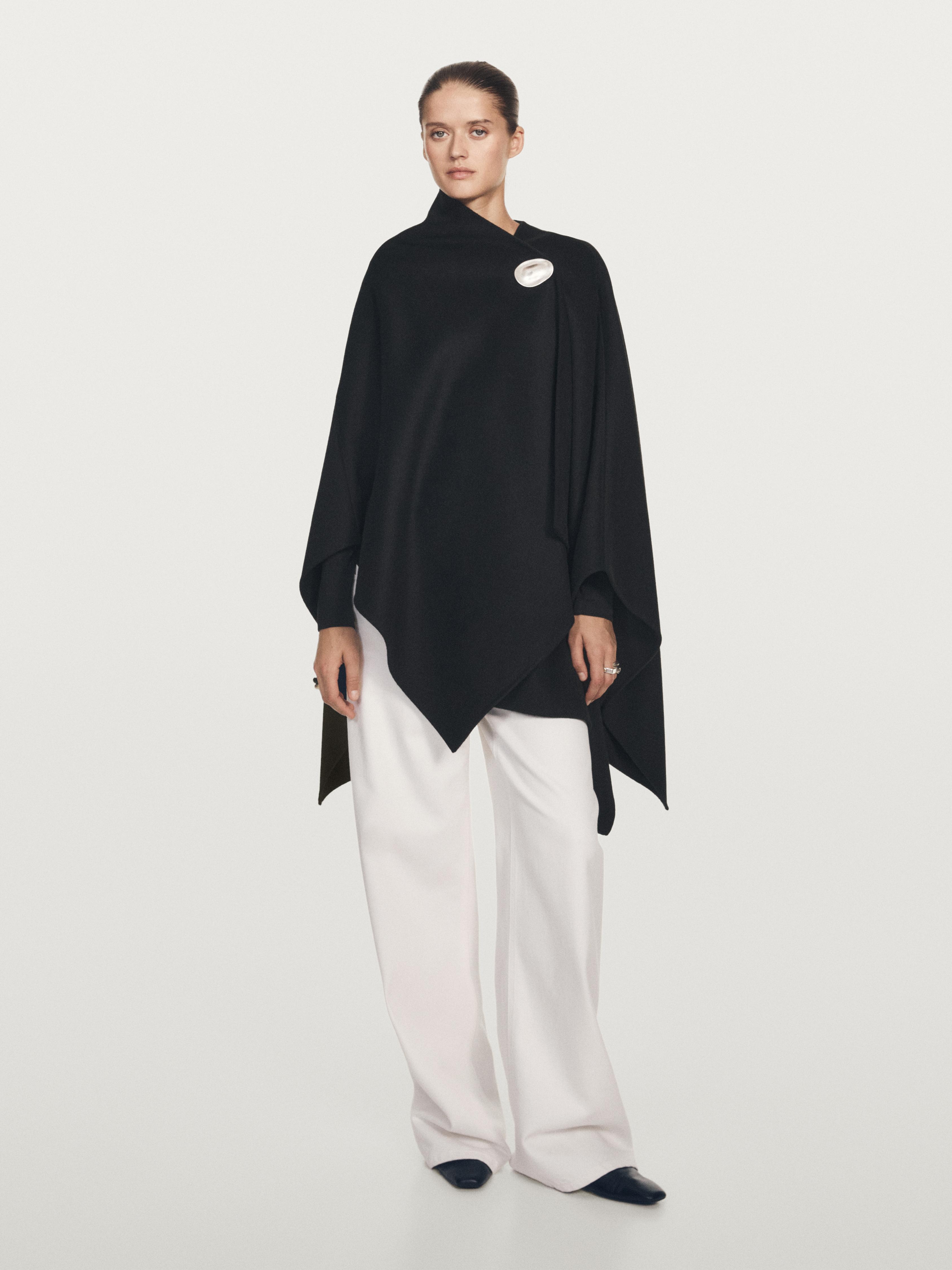 Yün karışımlı kaşe pelerin