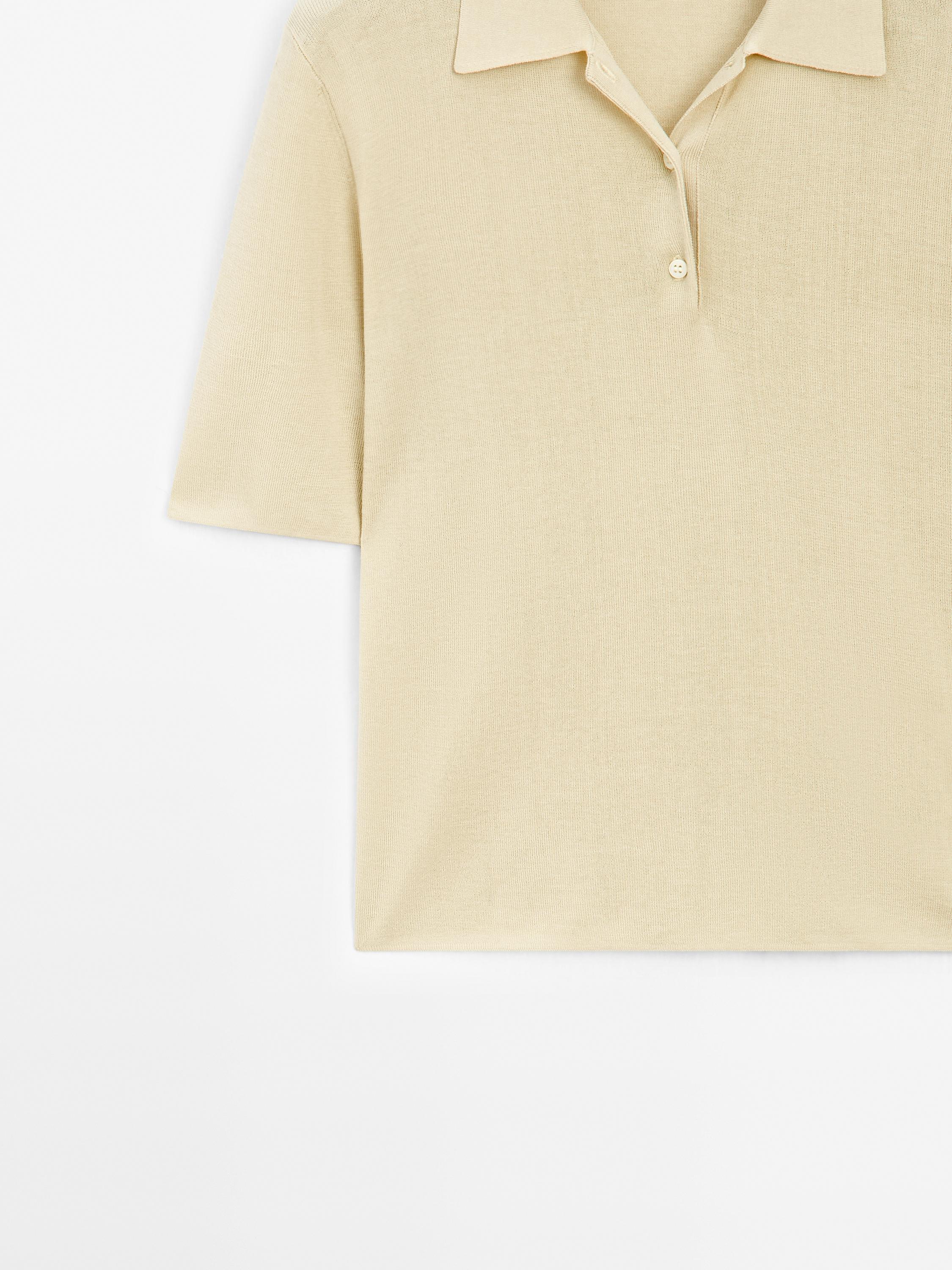 Cotton blend knit polo shirt