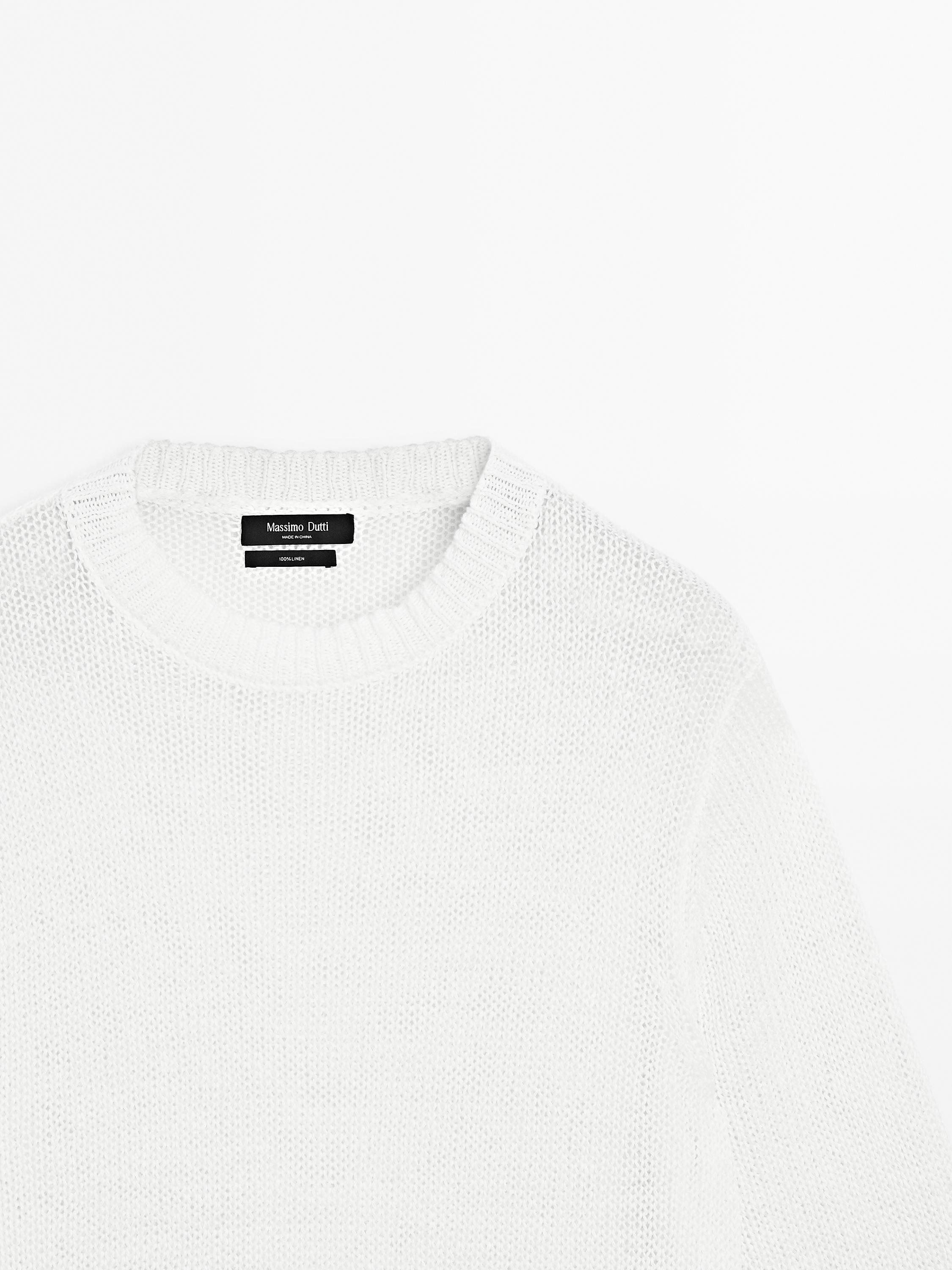 Short sleeve linen knit sweater