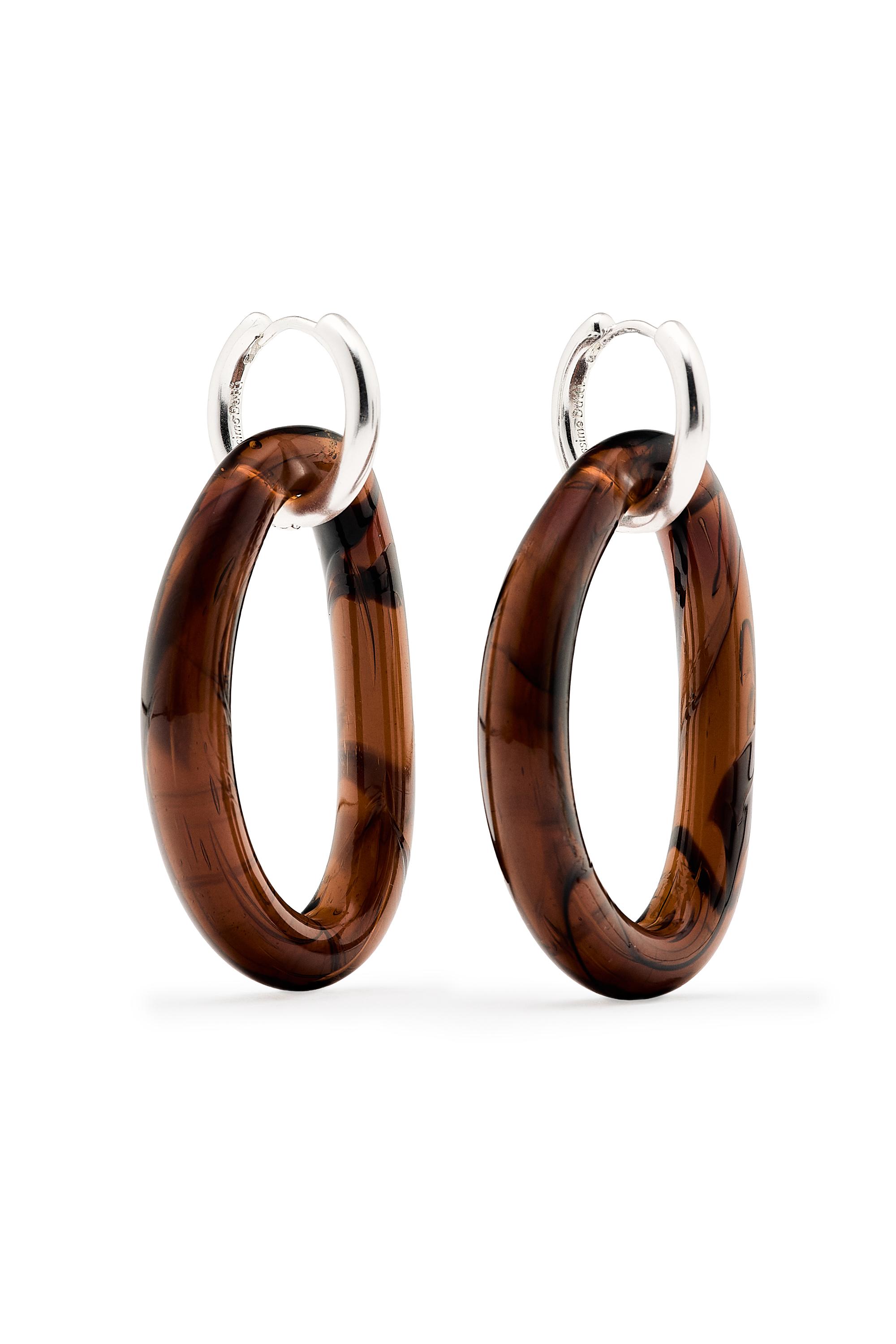 Glass hoop earrings — Caramel