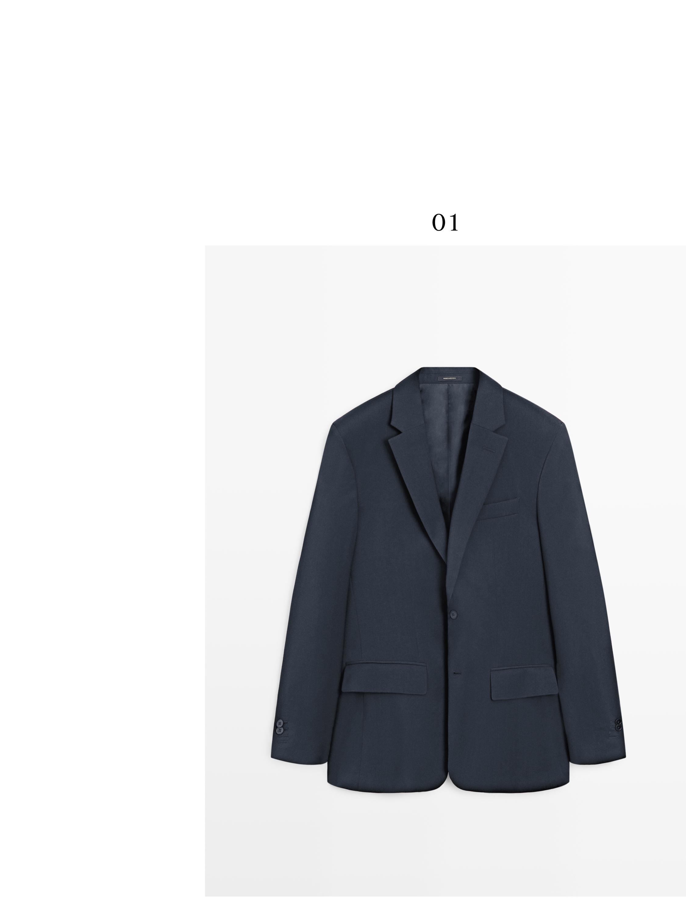 100% cool wool suit blazer — NAVY BLUE