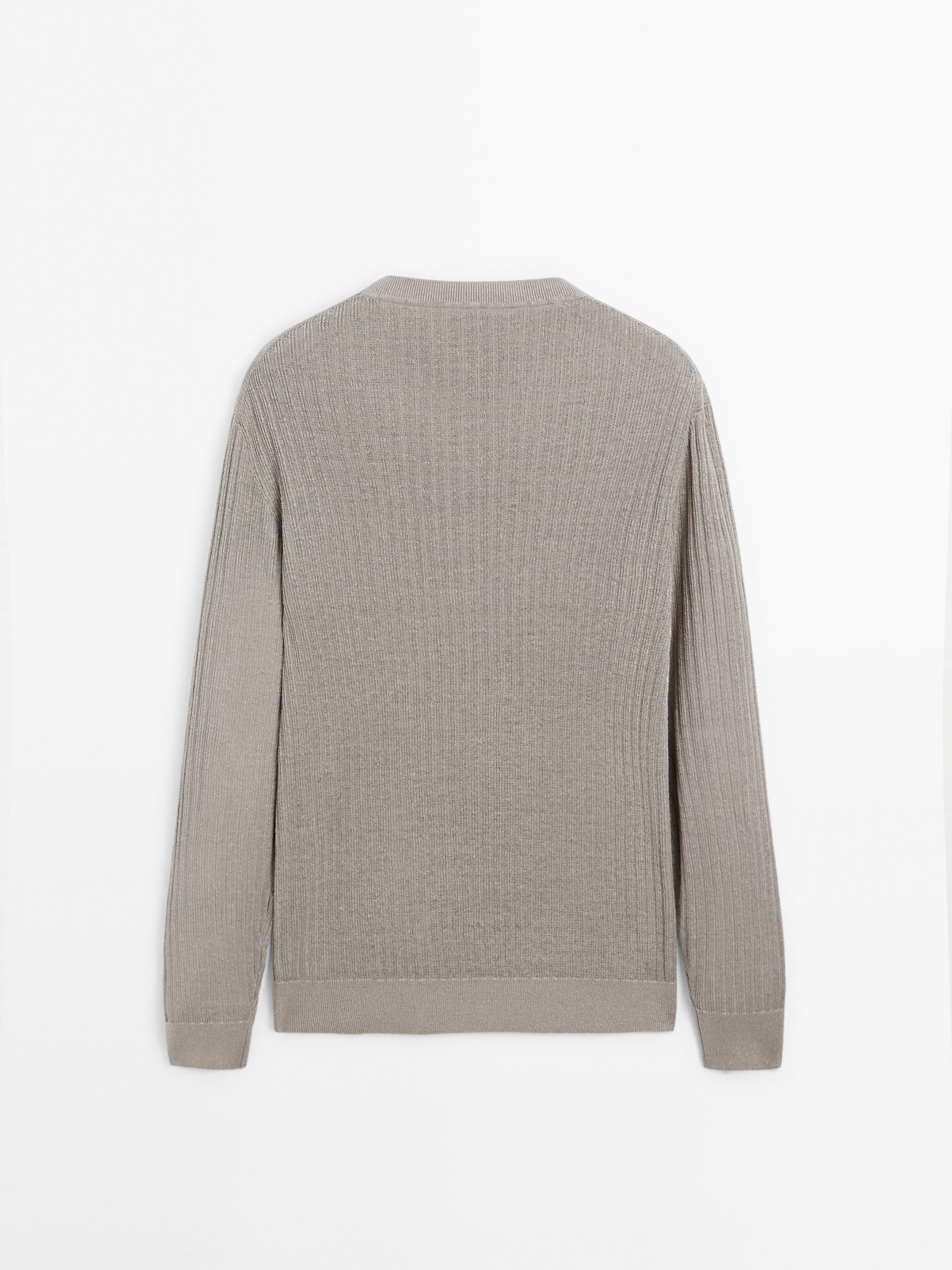 Pull en maille côtelée 100 % lin