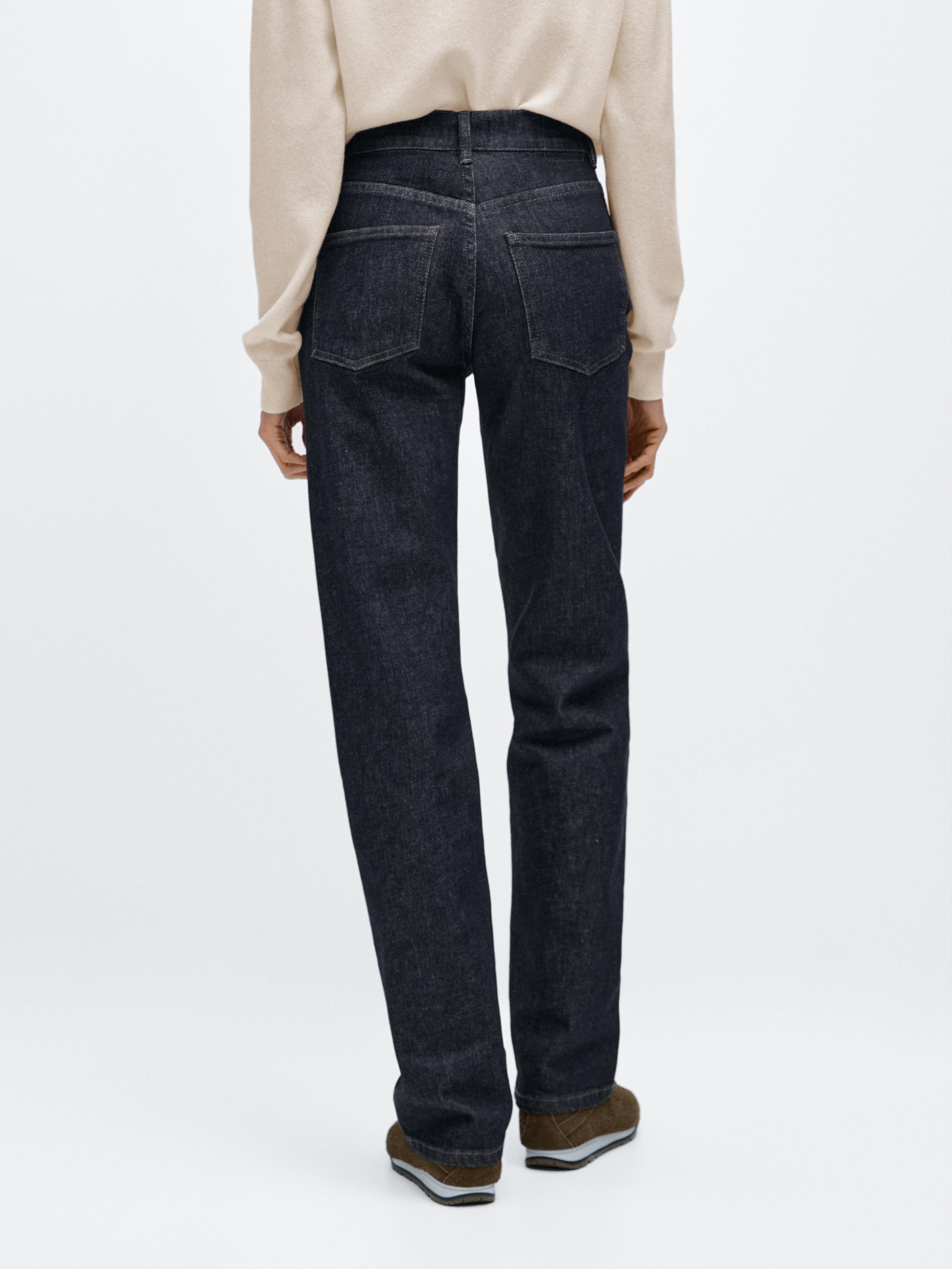 High-waist straight-leg comfort jeans — DARK BLUE