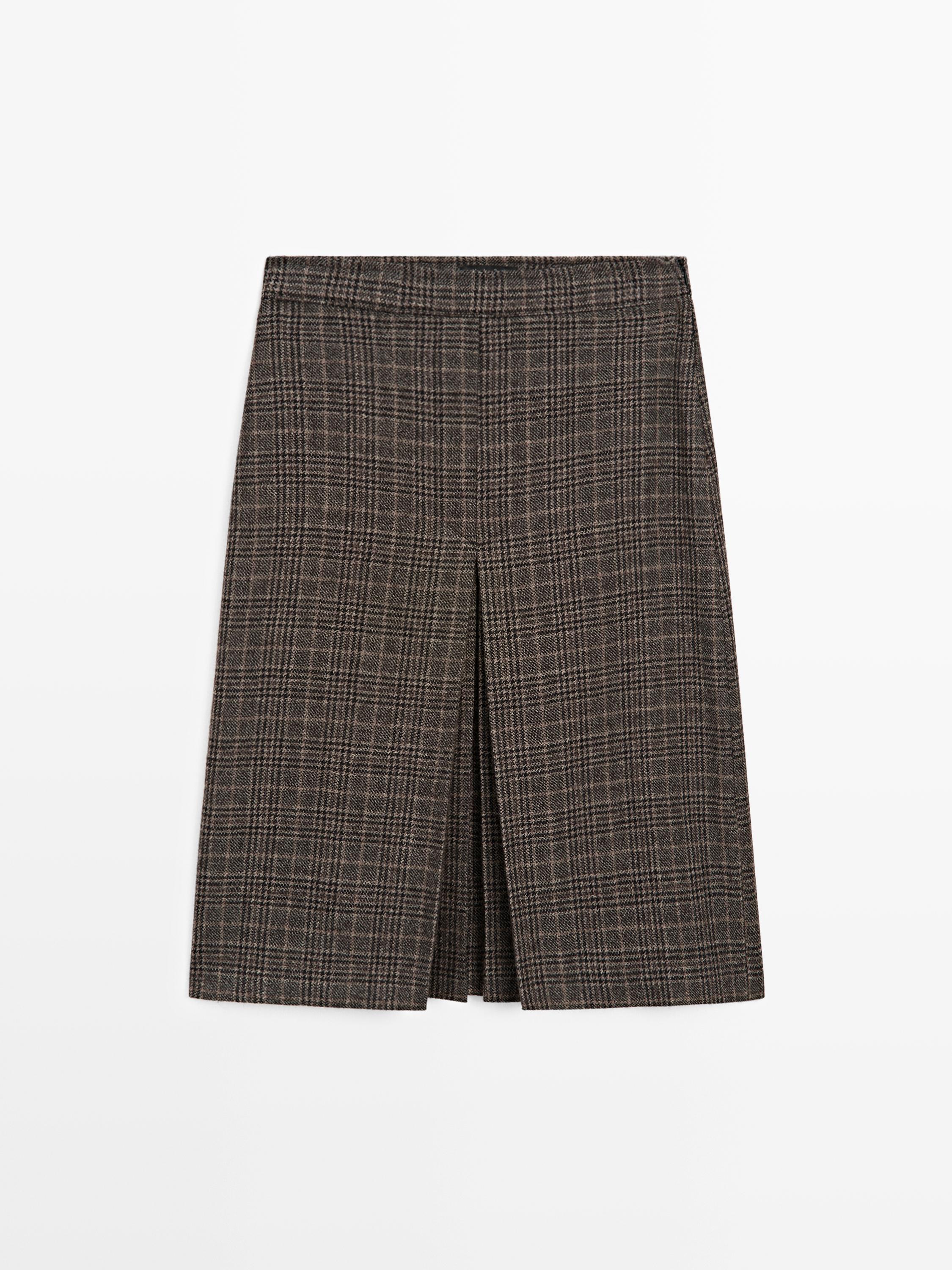 Falda midi cuadros 100% lana