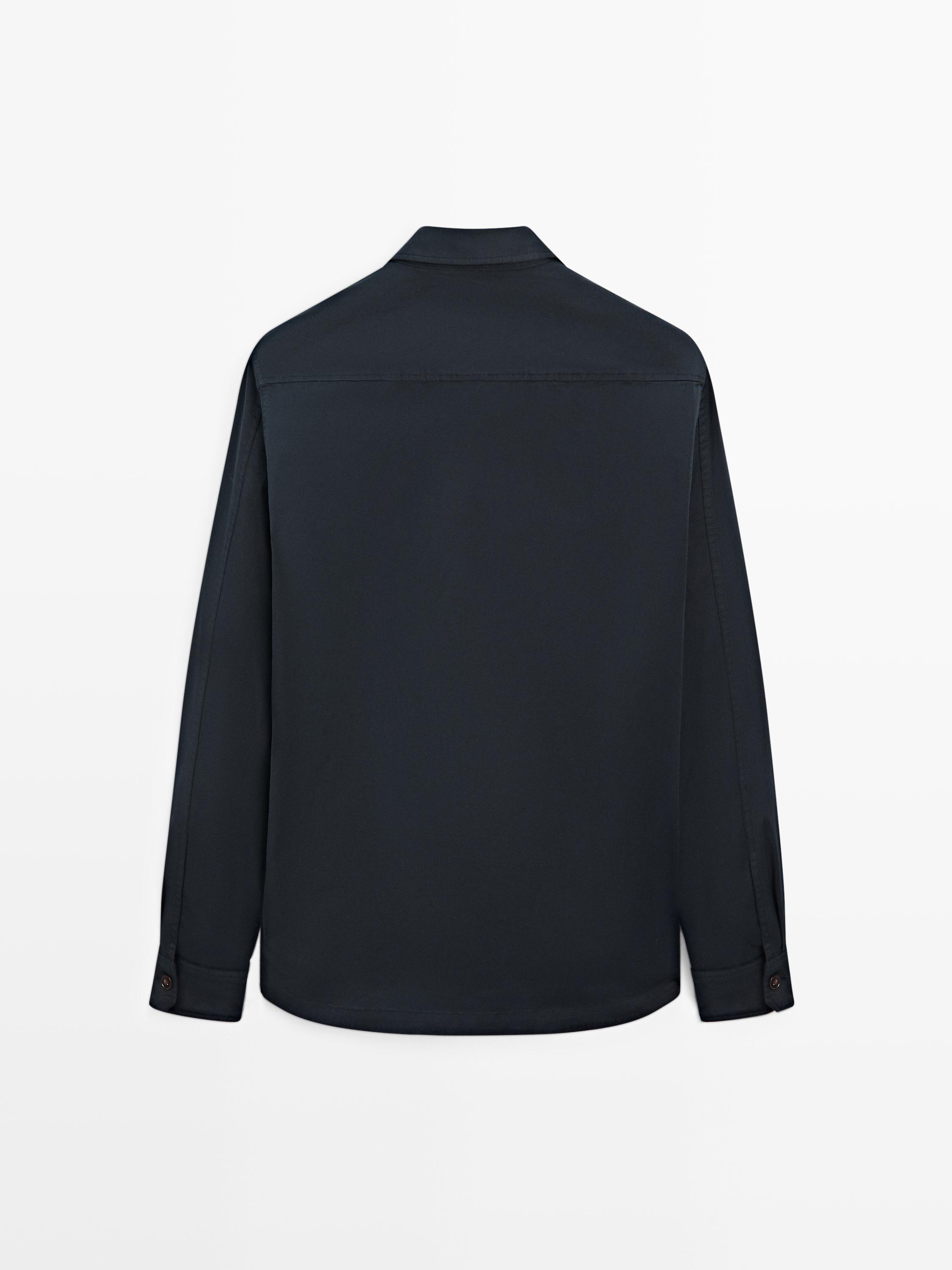 Cotton blend overshirt with pocket detail — NAVY BLUE