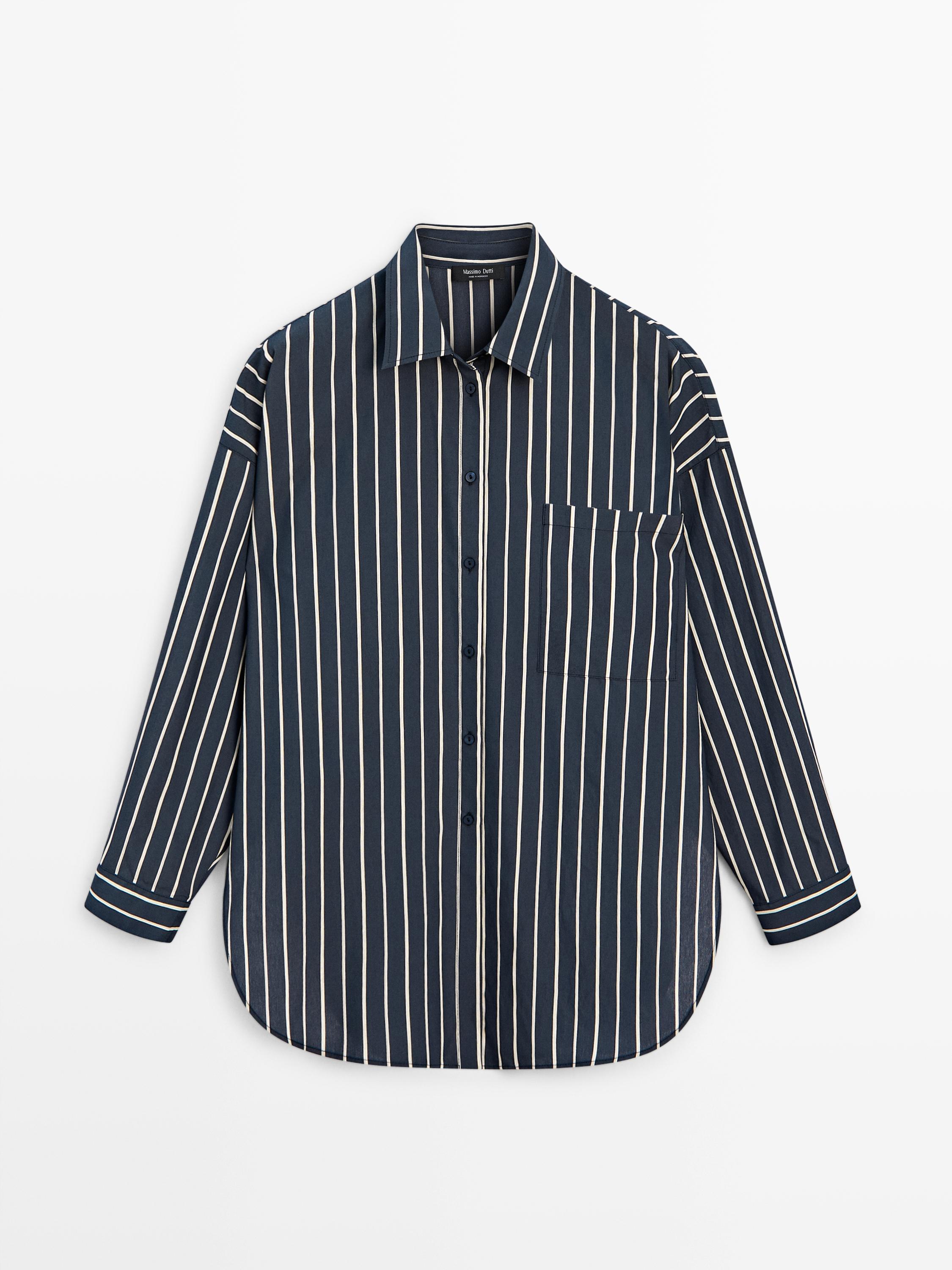 Floaty striped shirt with pocket detail