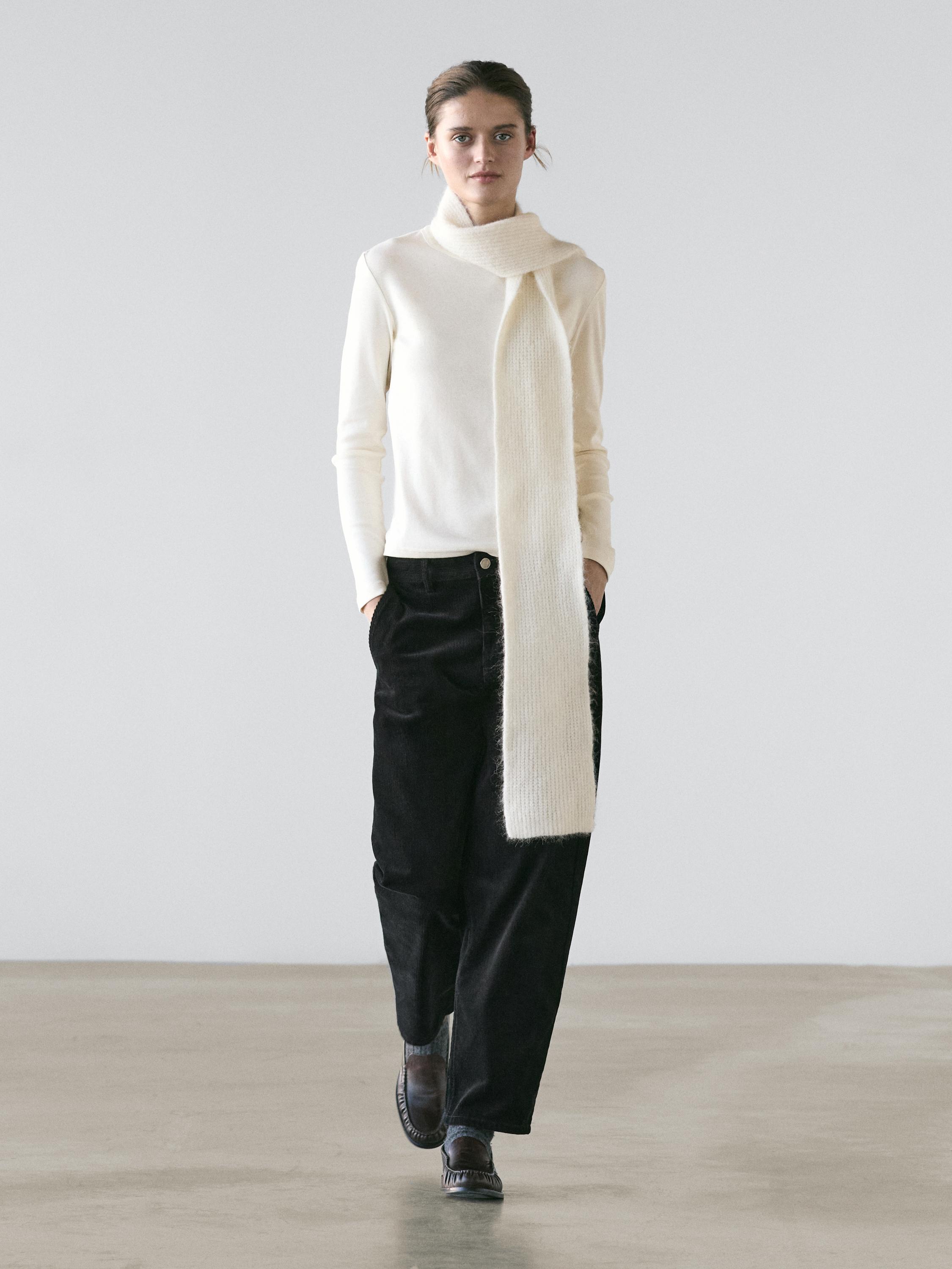 Ribbed long sleeve melange T-shirt