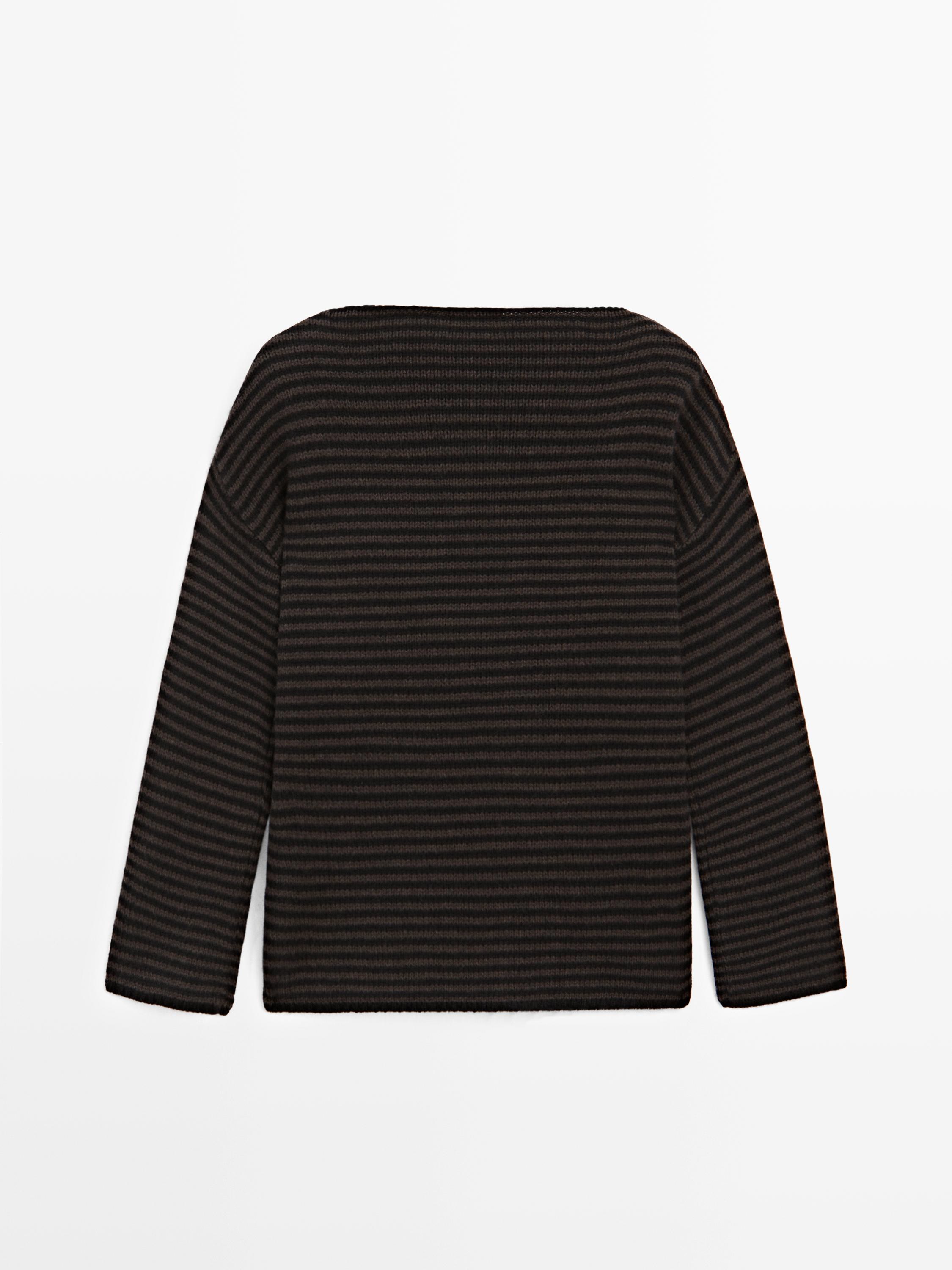 100% wool striped knit sweater