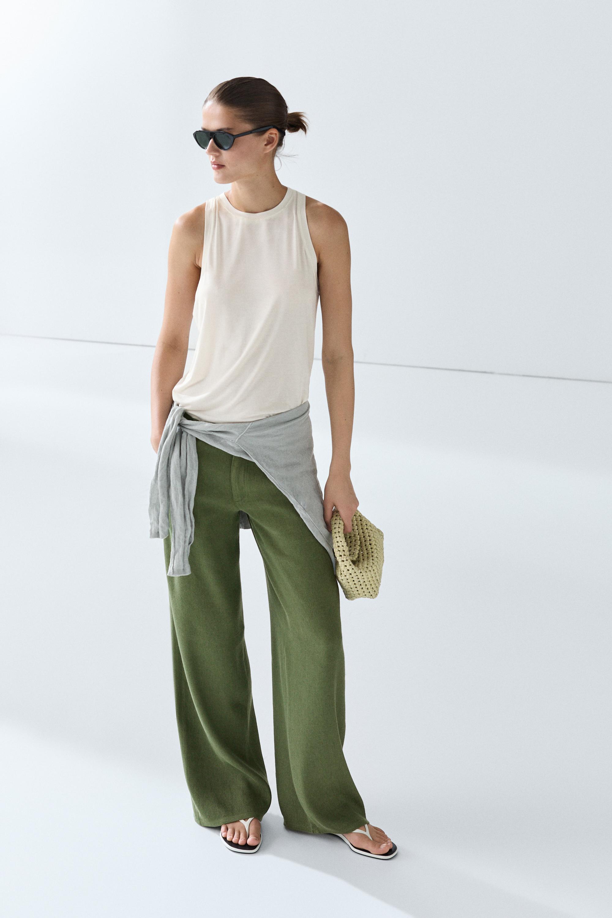 Straight linen blend pants