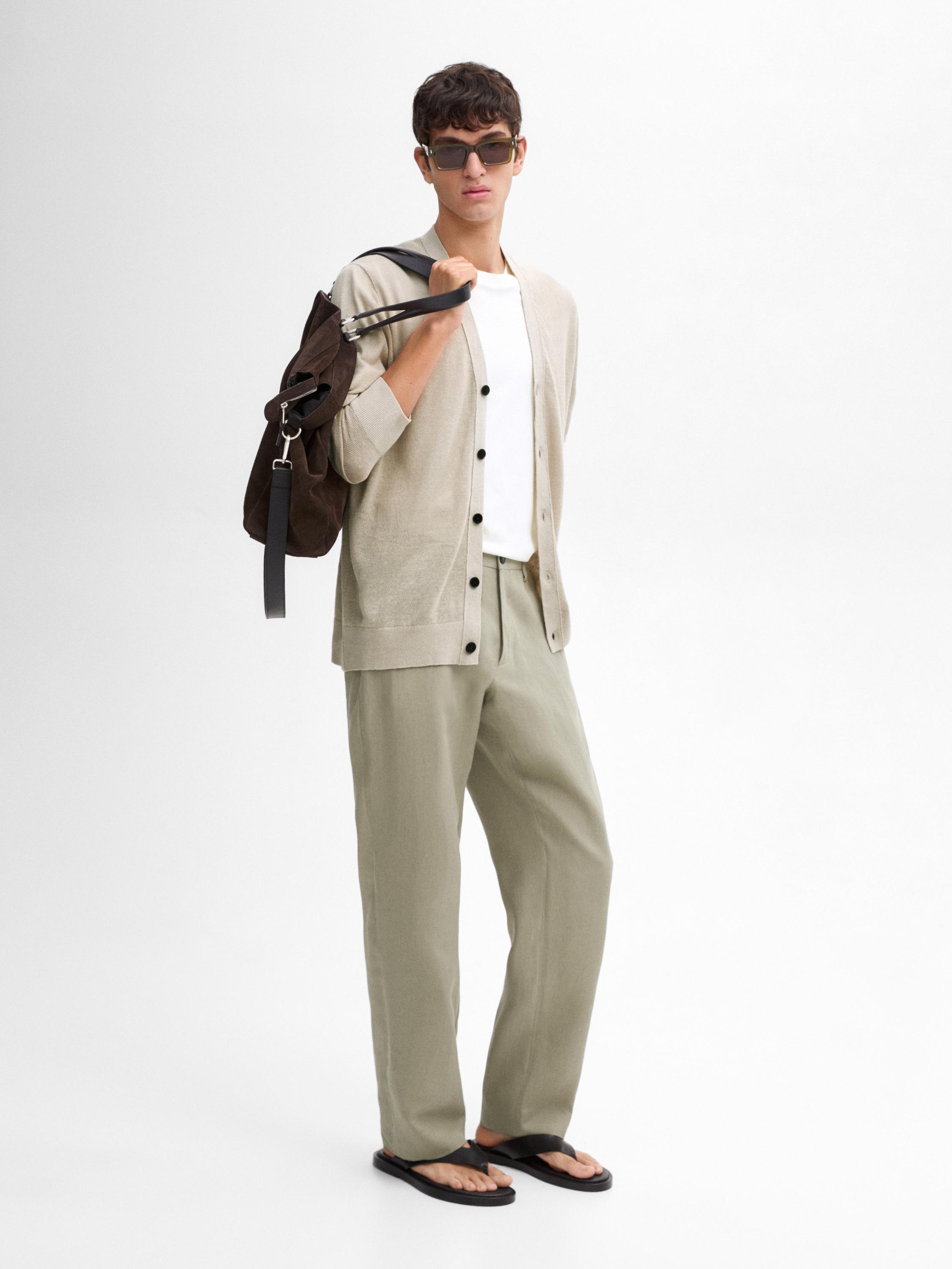 V-neck linen blend cardigan