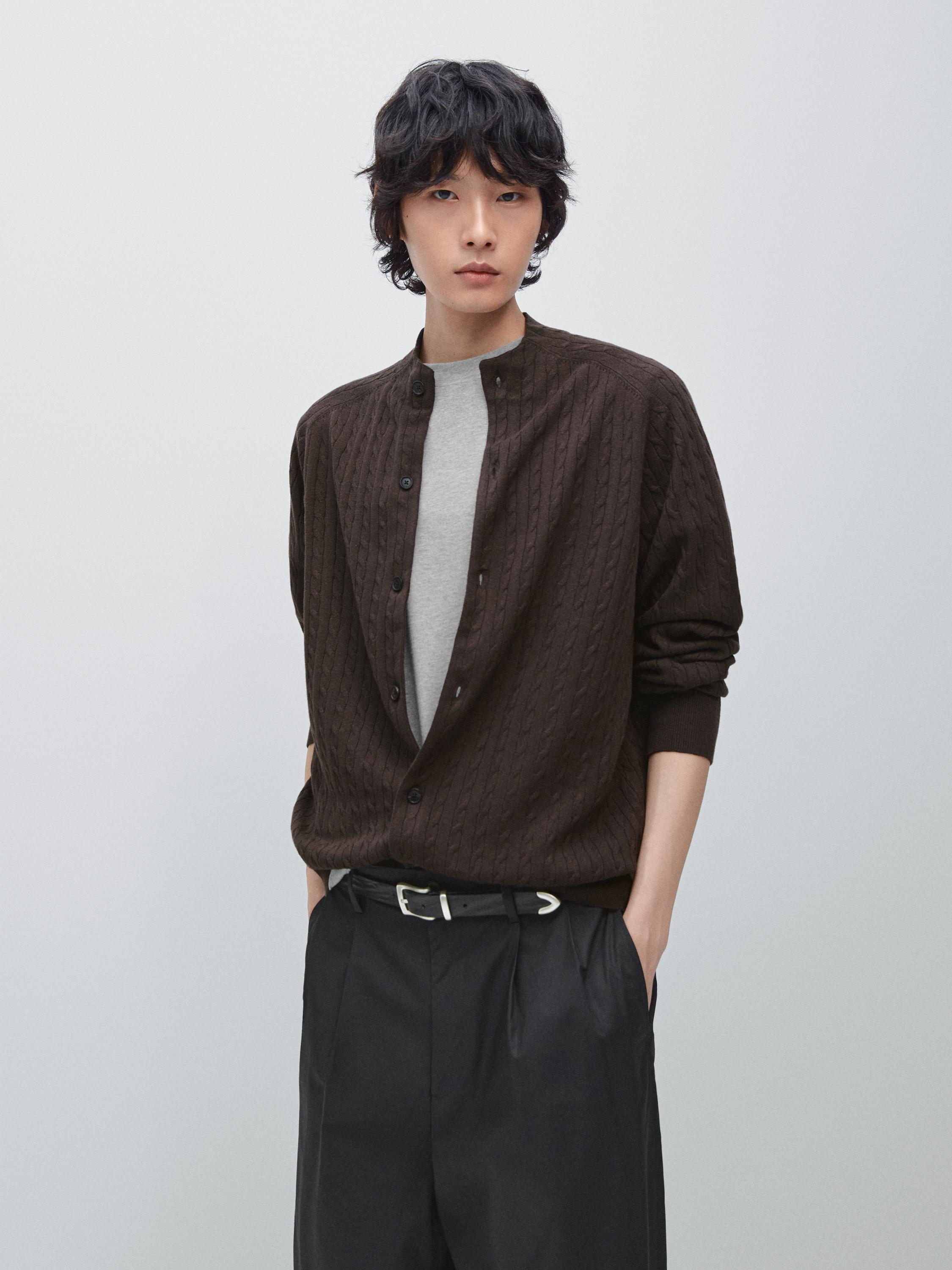 Cotton blend knit cardigan with button details