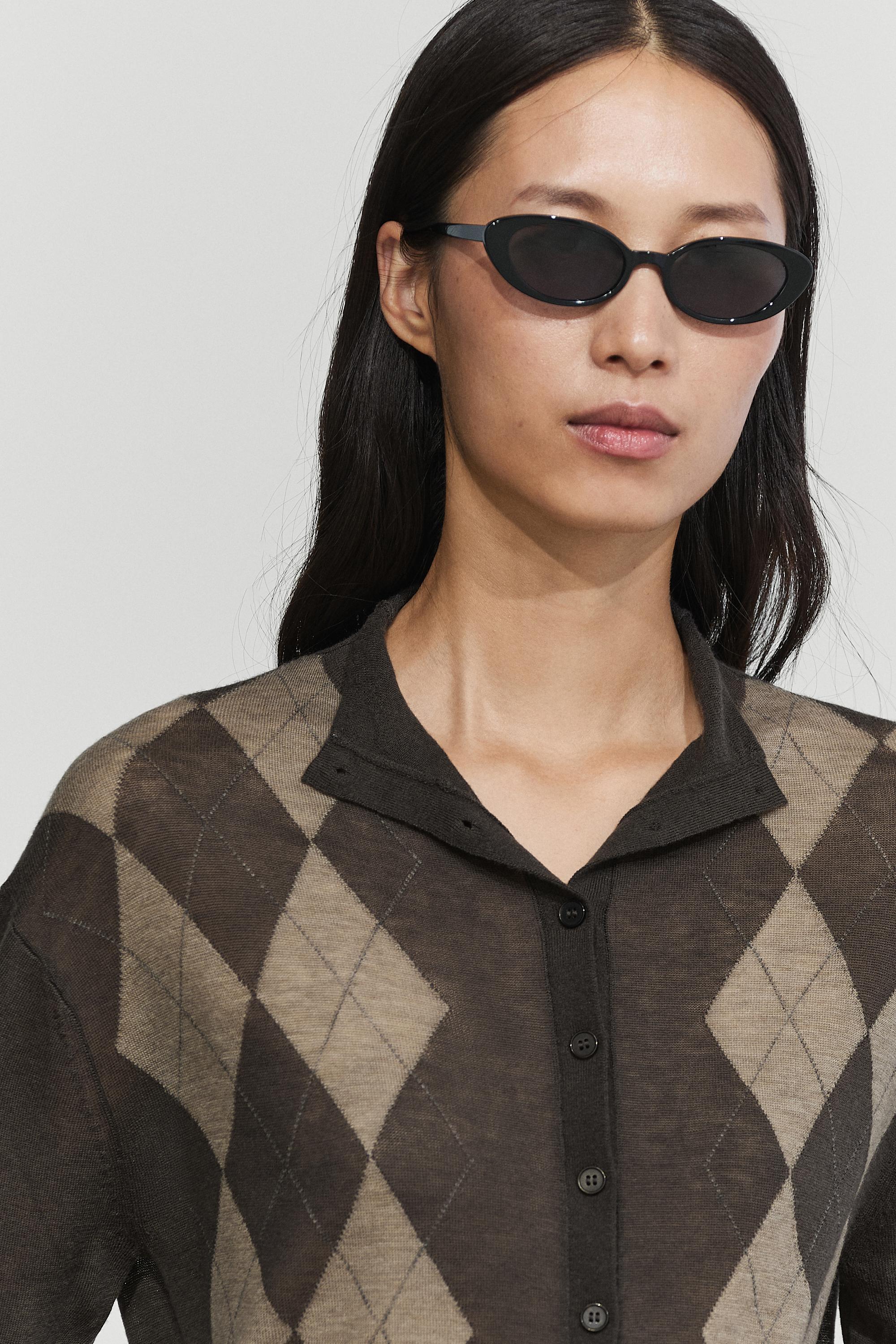 100% wool argyle knit cardigan - thumbnail 5