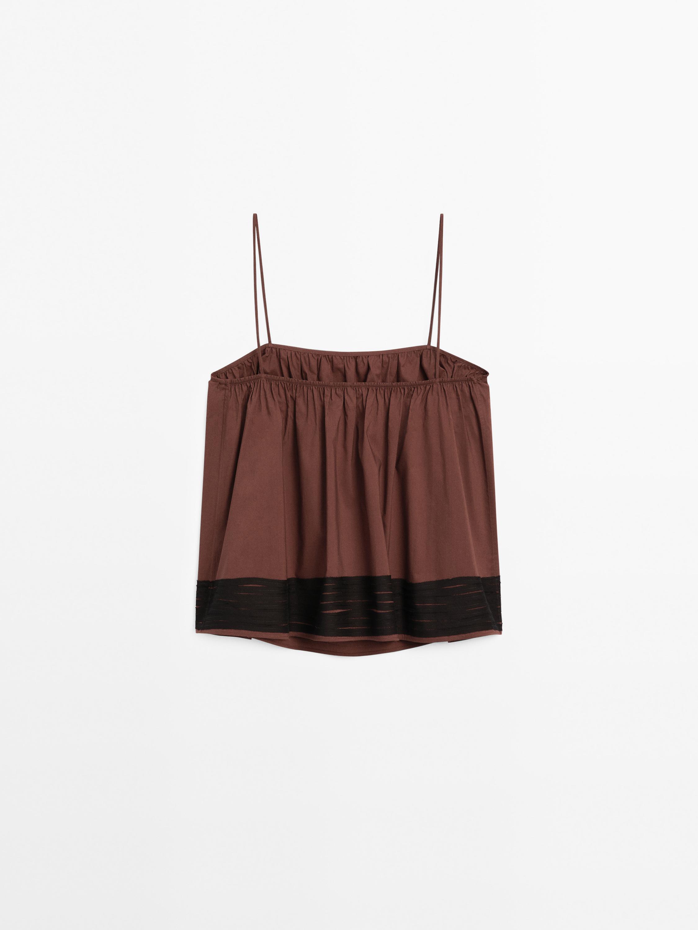 Short strappy top with ribbon details