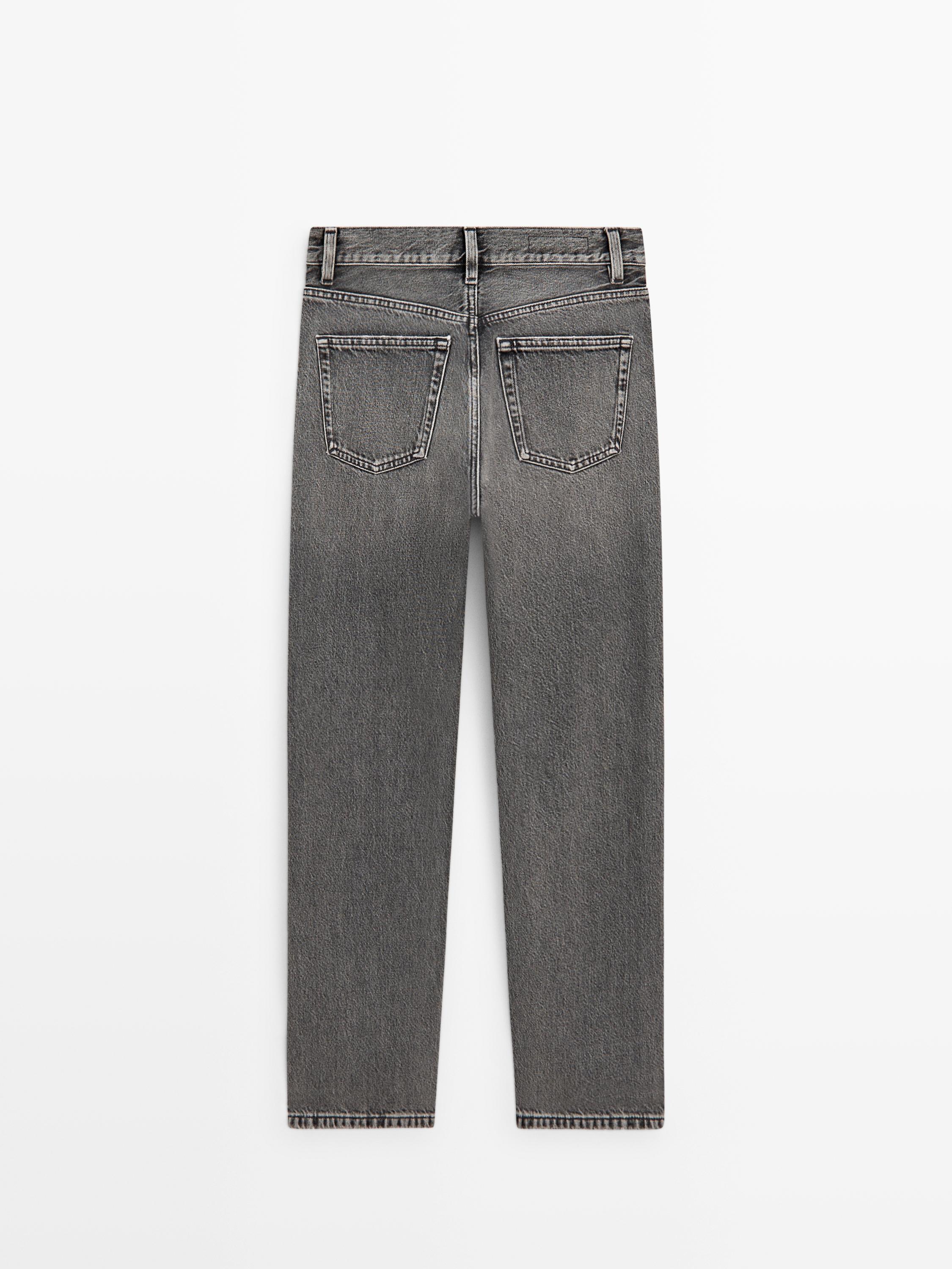 Straight-leg high-waist jeans — CHARCOAL