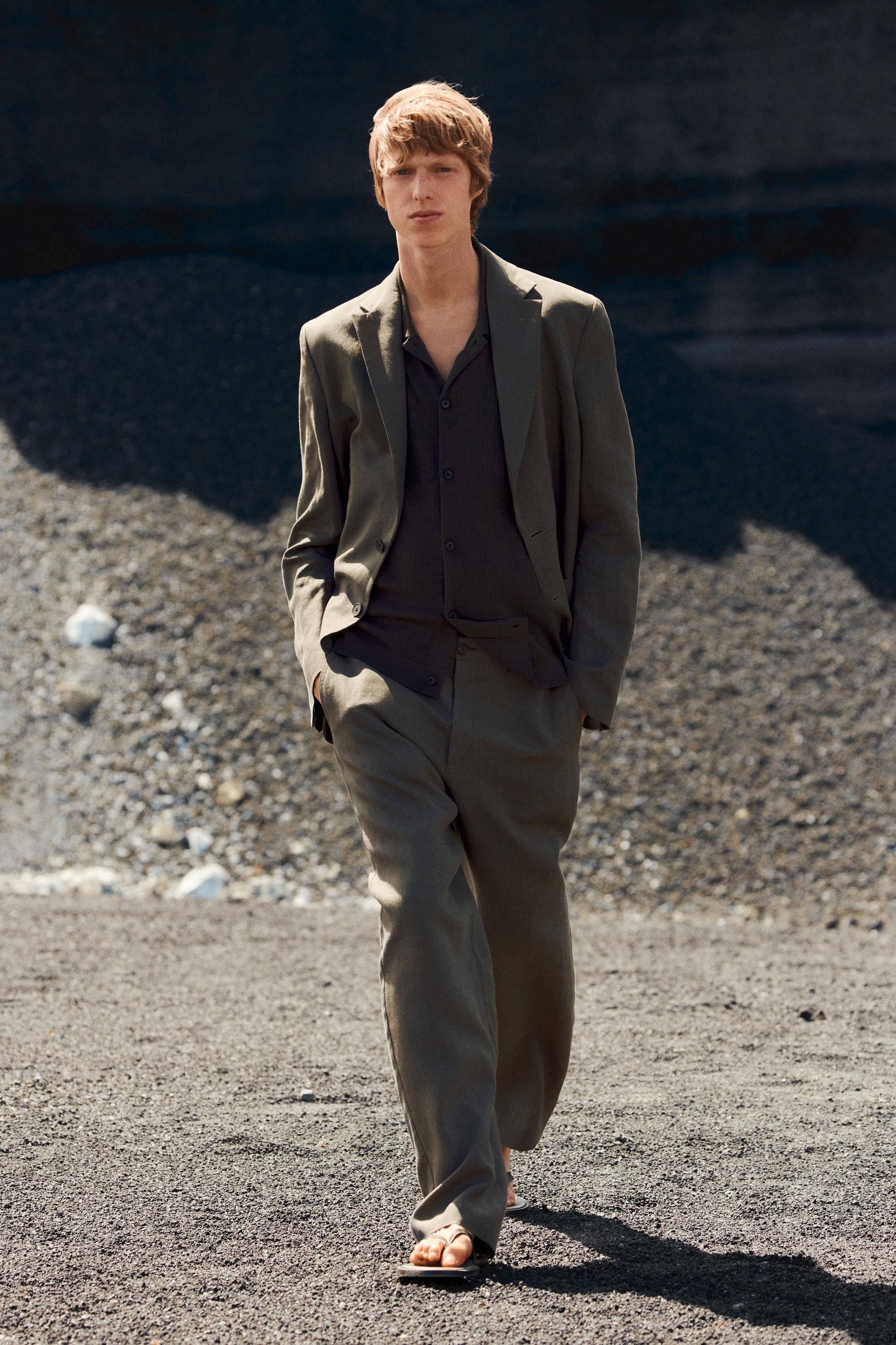 100% linen suit blazer — DARK GREEN