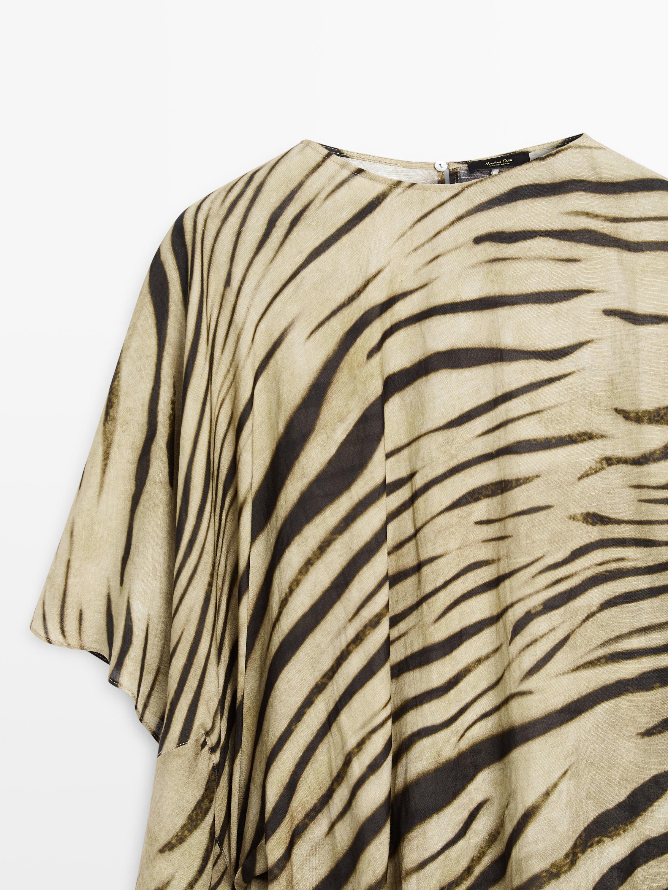 Lange jurk in tuniekstijl met dierenprint