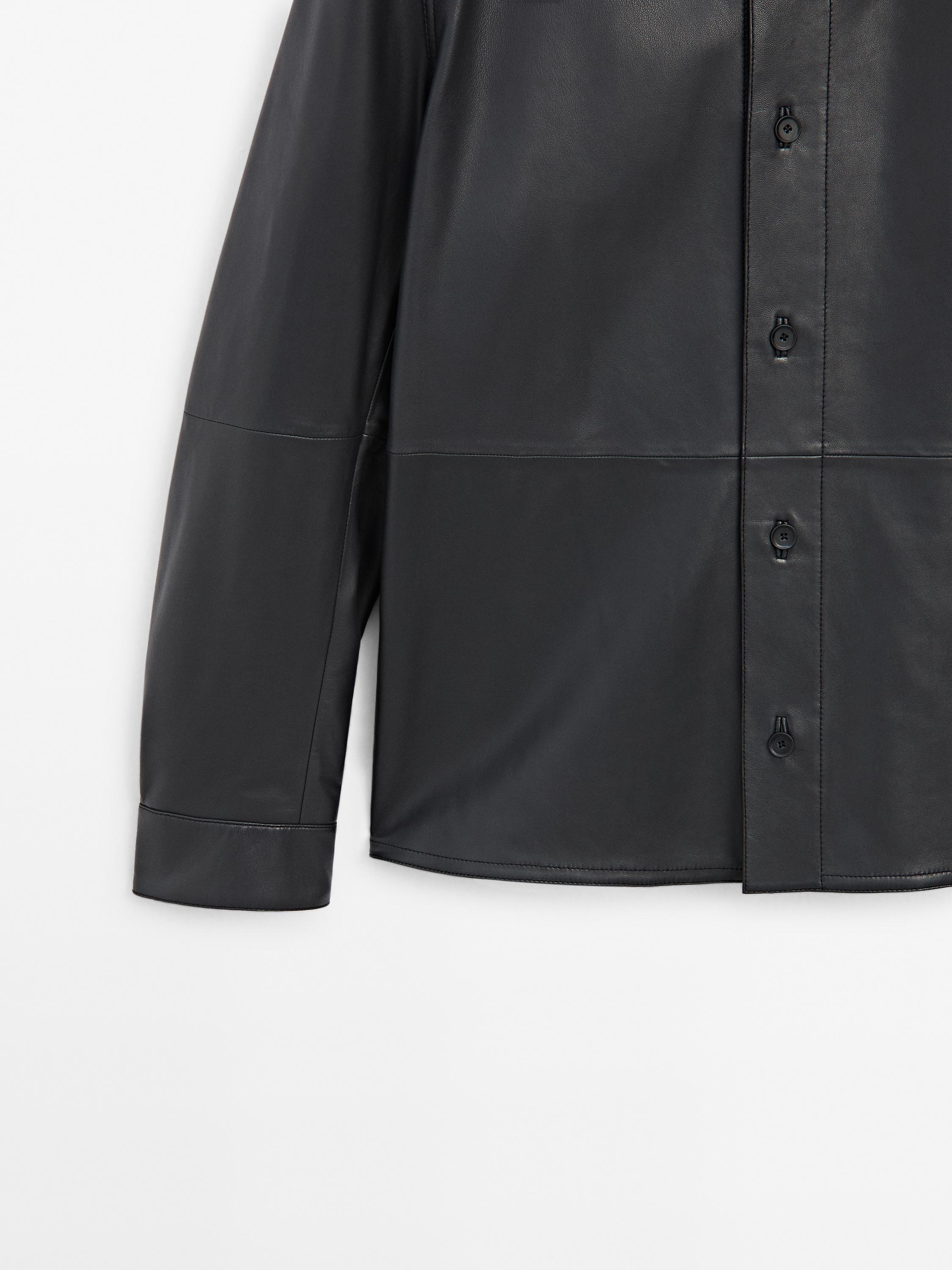 Nappa leather seamed shirt